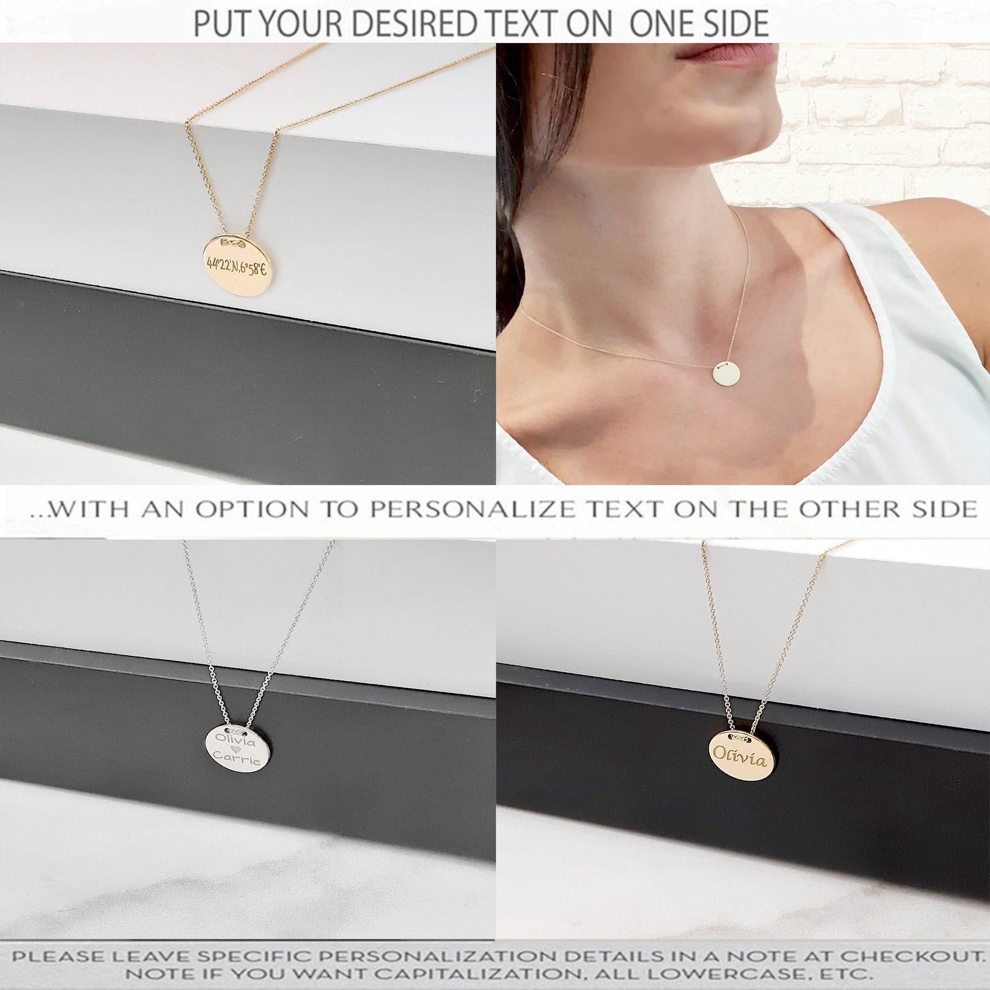14k Personalized solid gold Disc Necklace - InfinityJools