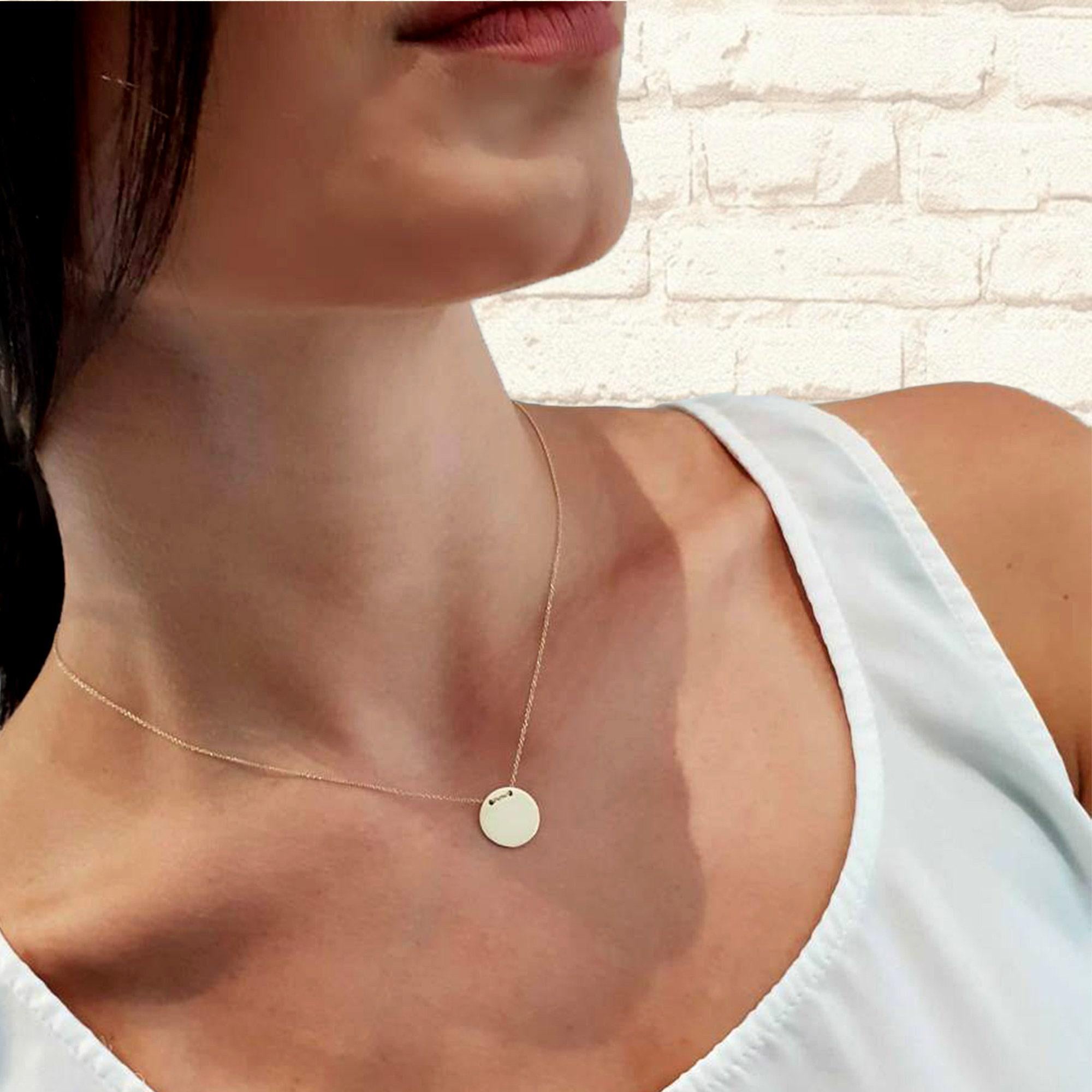 14k Personalized solid gold Disc Necklace - InfinityJools