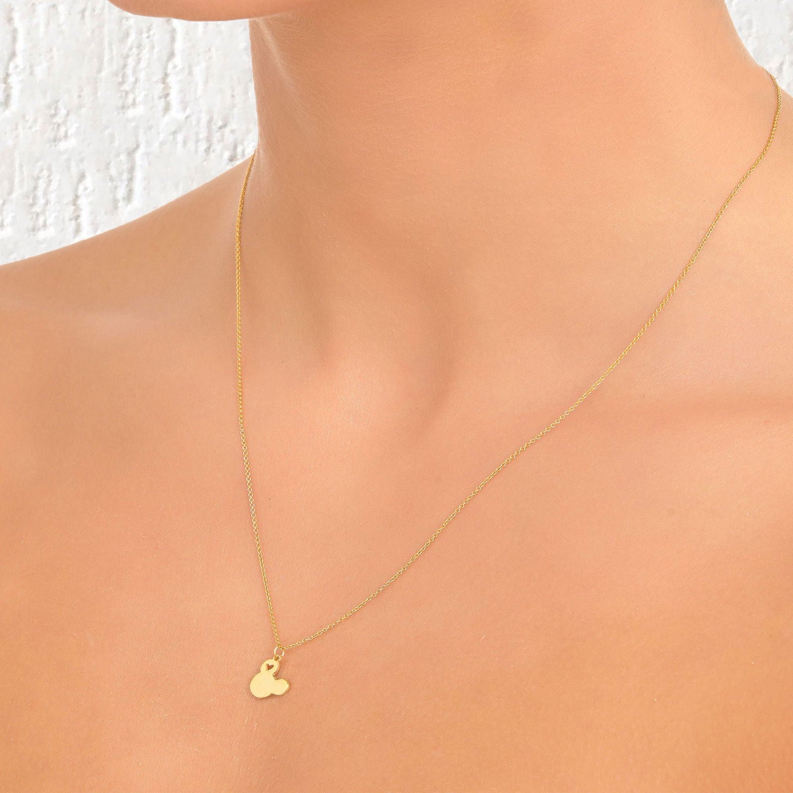 14K Dainty Gold mickey mouse Necklace - InfinityJools
