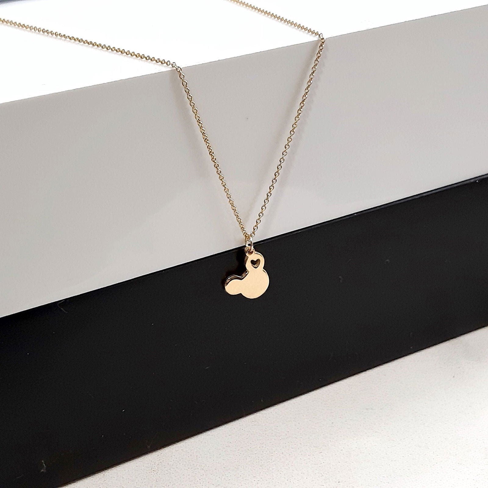 14K Dainty Gold mickey mouse Necklace - InfinityJools
