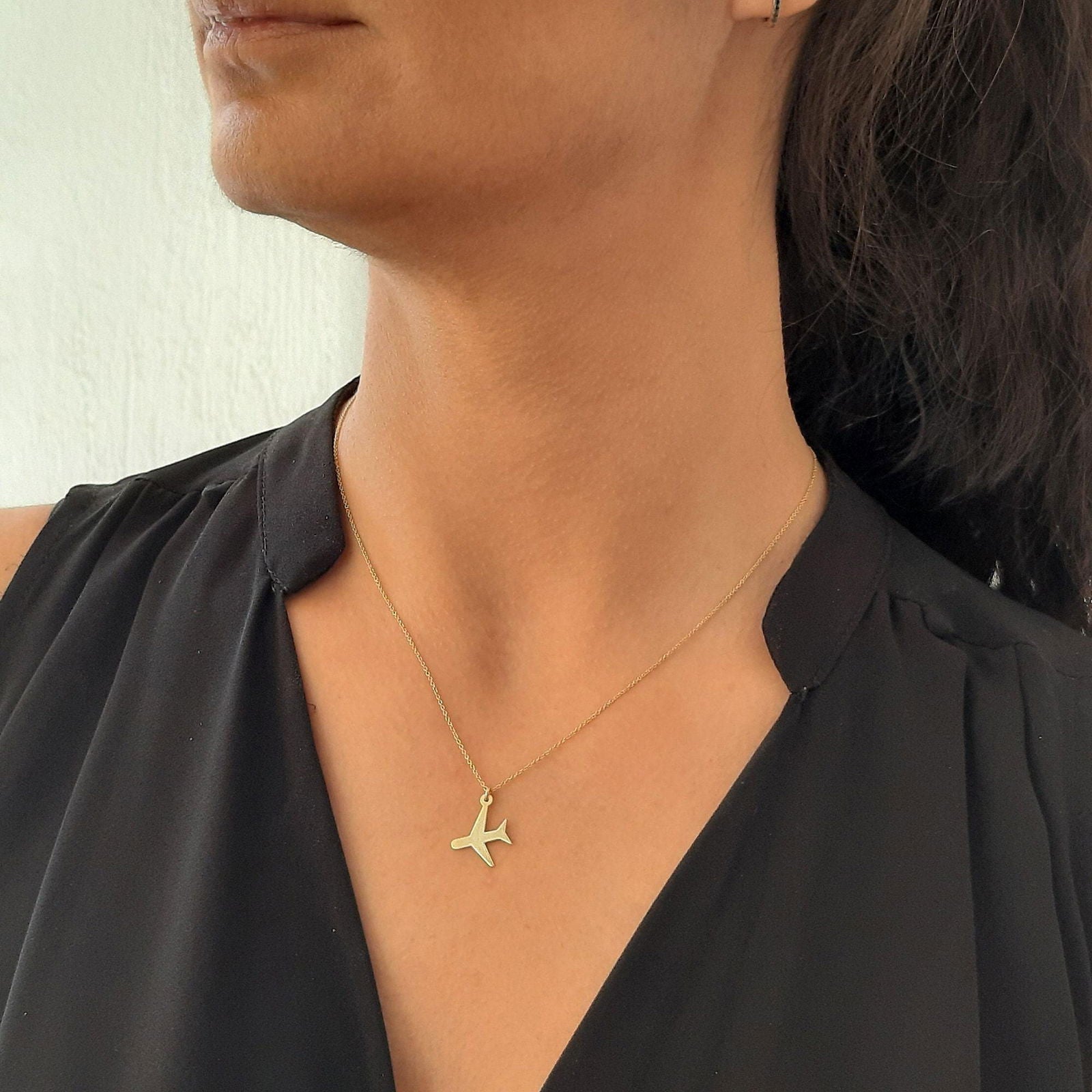 14K Rose Gold airplane necklace - InfinityJools