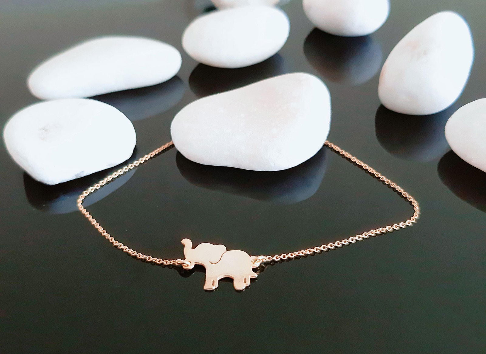14K Solid Gold Elephant Charm Bracelet - InfinityJools