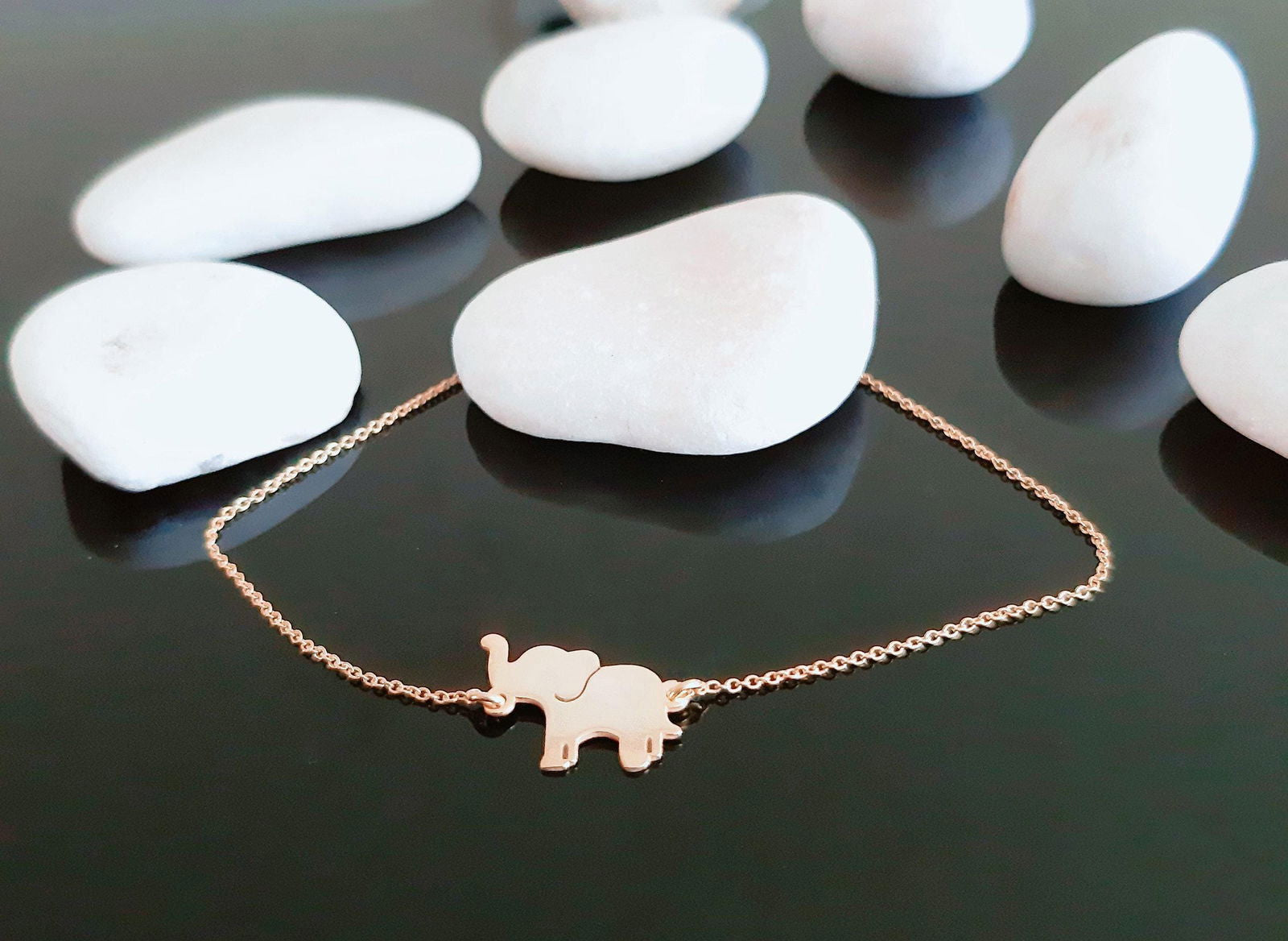 14K Solid Gold Elephant Charm Bracelet - InfinityJools