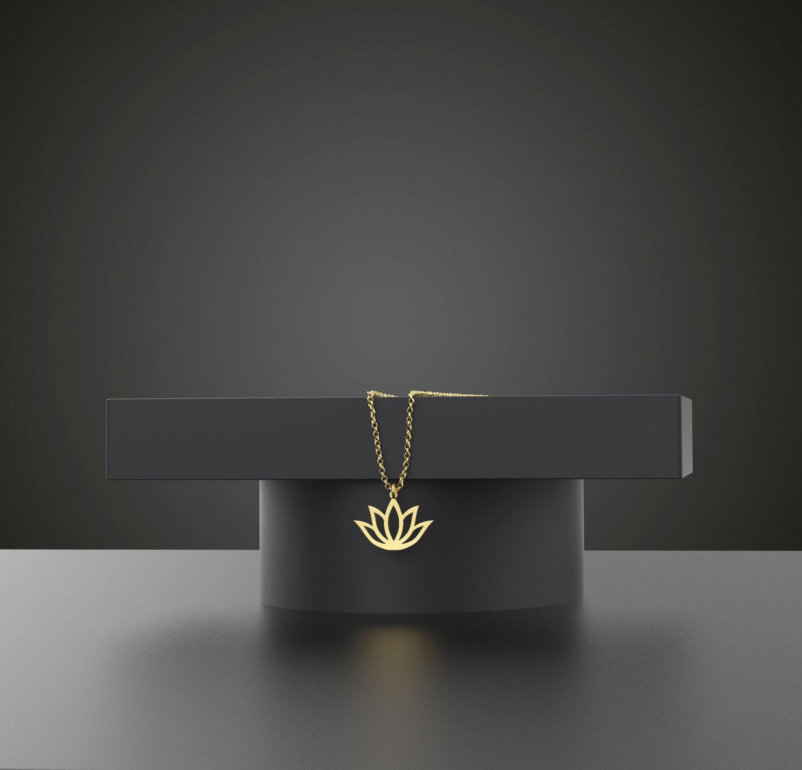 14K Solid Gold Lotus Flower Necklace - InfinityJools