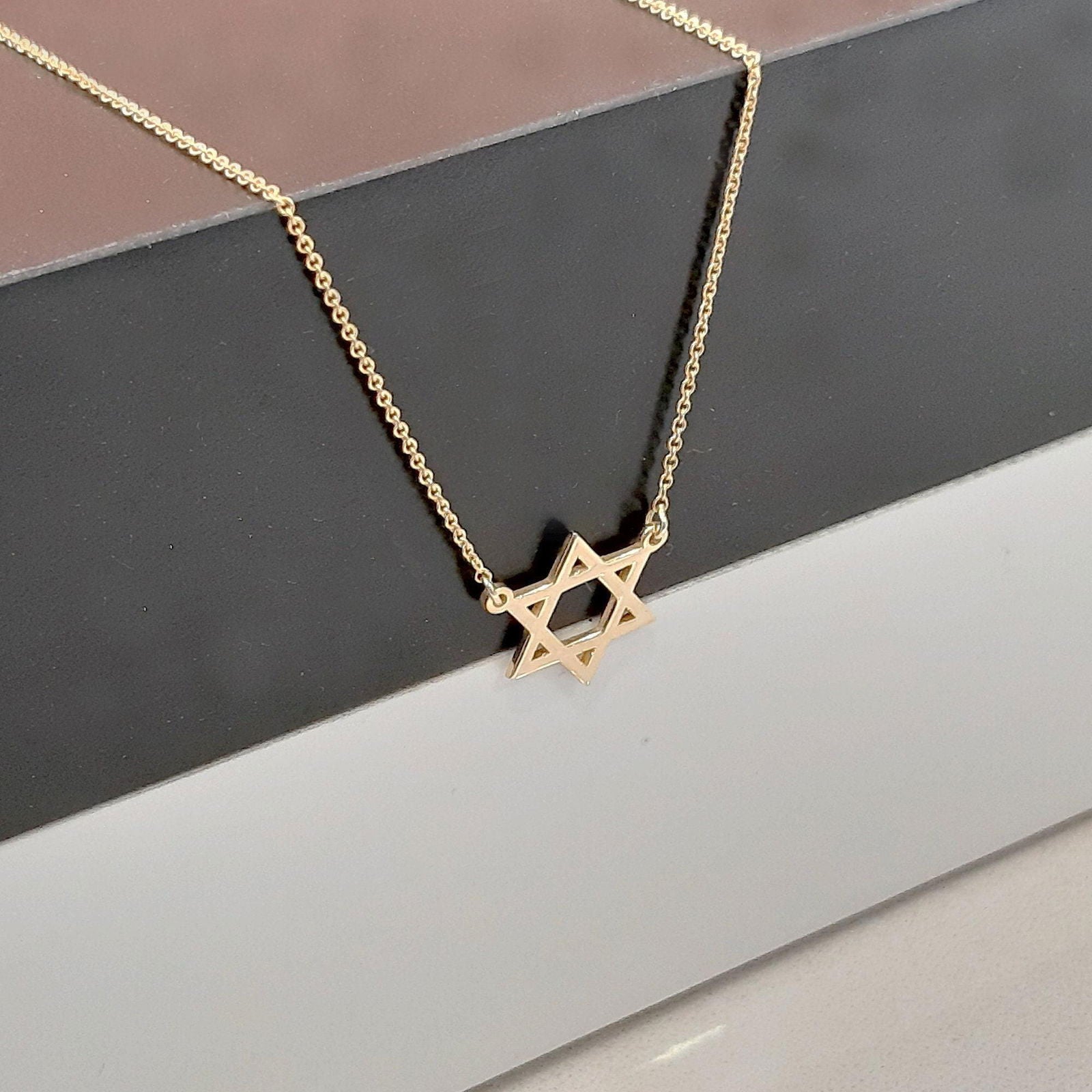 14K Solid Gold Star of David Necklace - InfinityJools