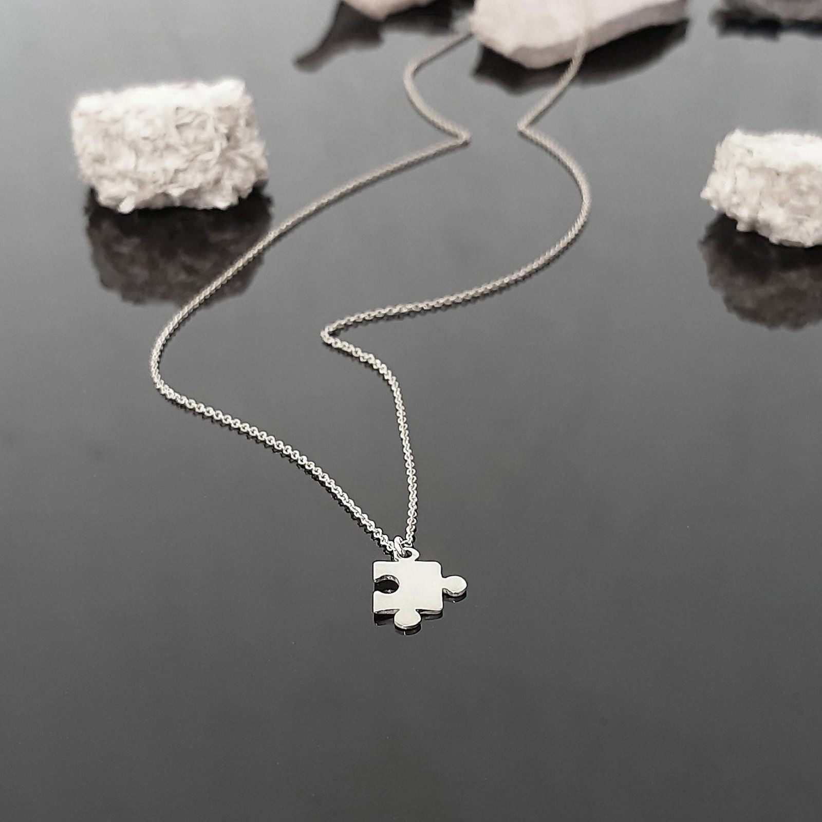 14K Solid Gold Tiny Puzzle Piece Pendant - InfinityJools