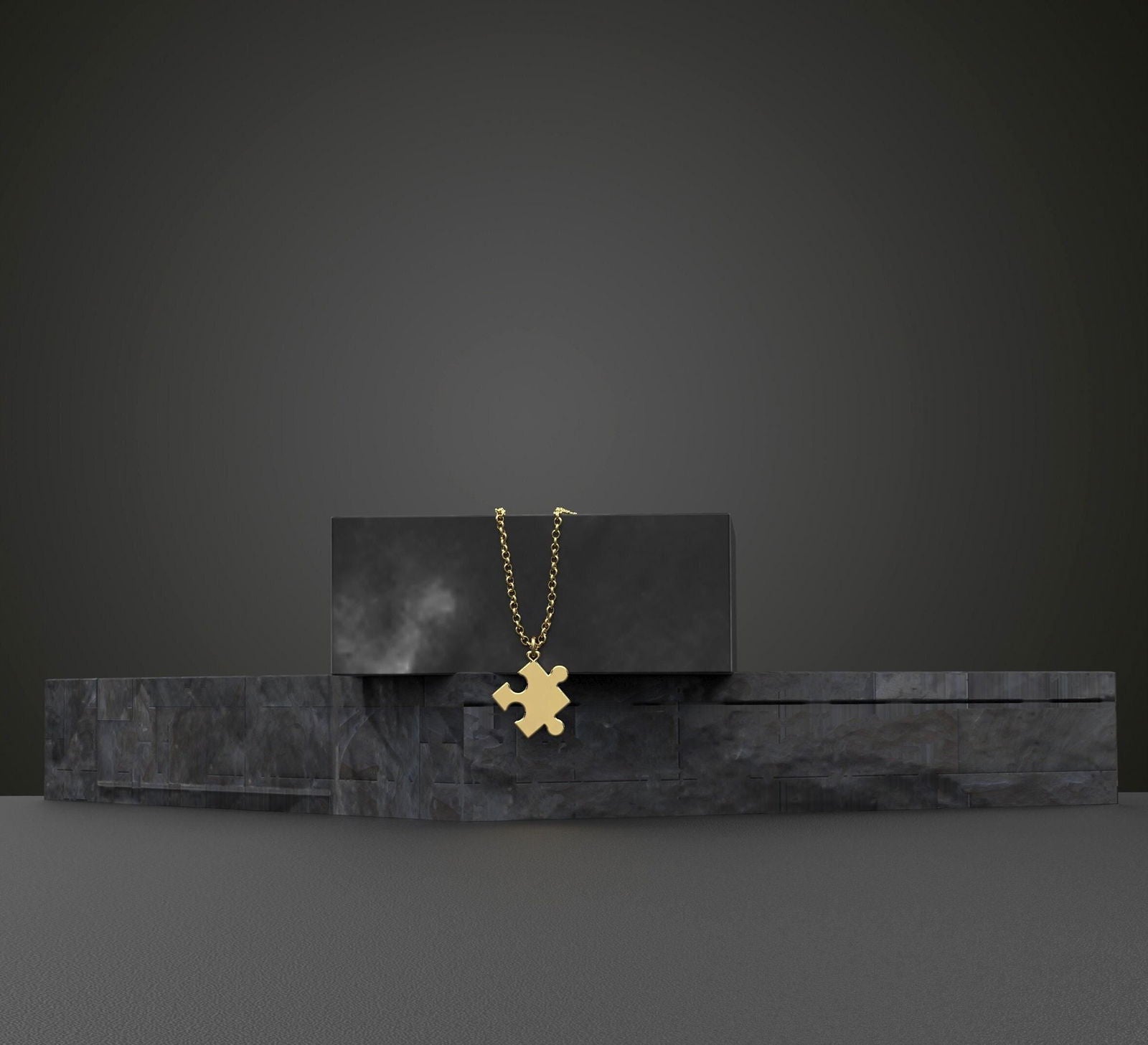 14K Solid Gold Tiny Puzzle Piece Pendant - InfinityJools