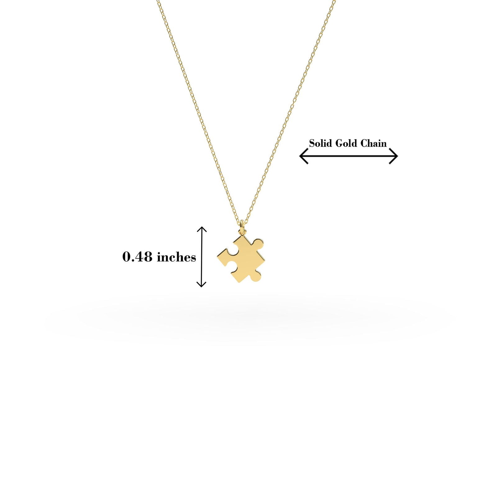 14K Solid Gold Tiny Puzzle Piece Pendant - InfinityJools