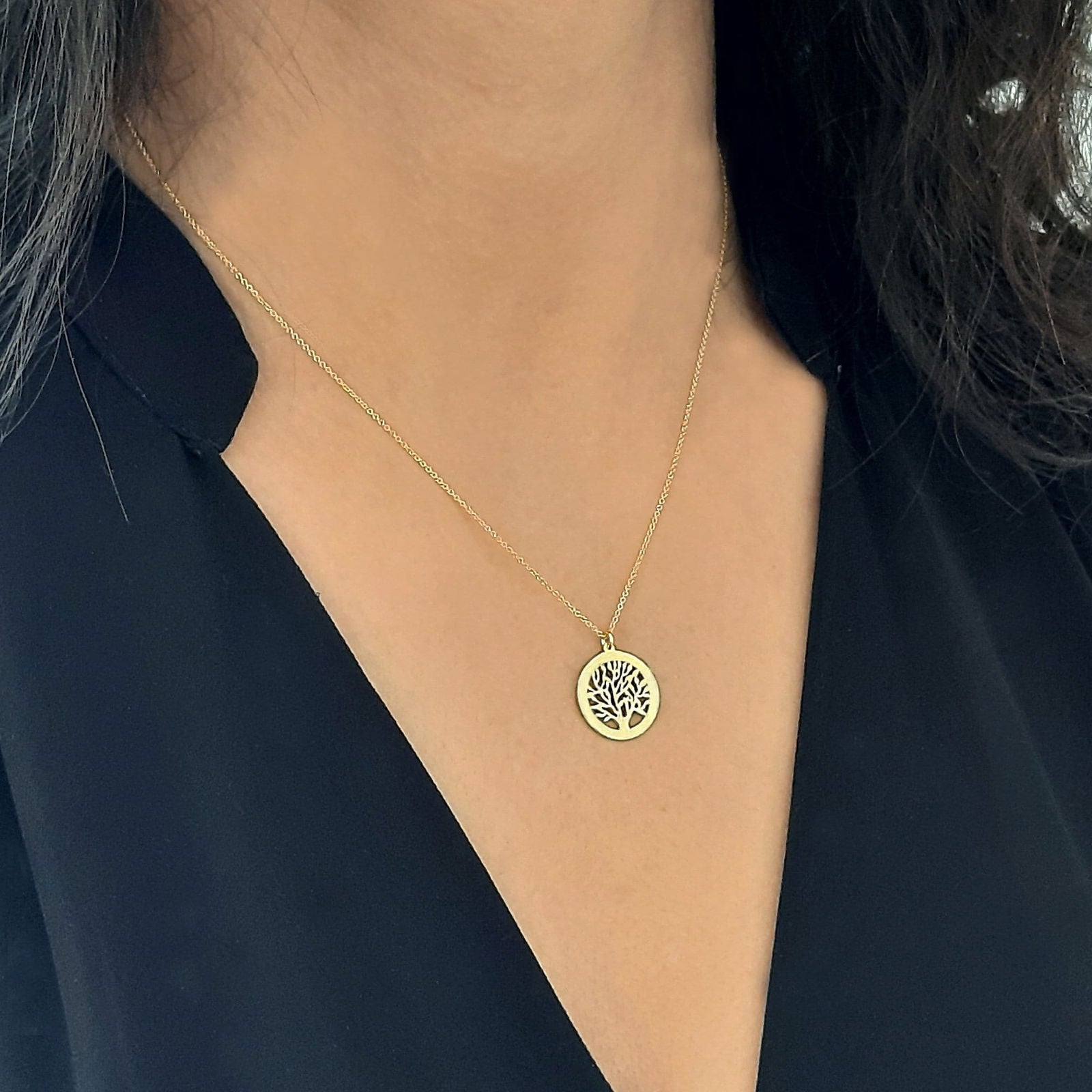 14K Solid Gold Tree of Life Necklace, Family Tree Necklace - InfinityJools