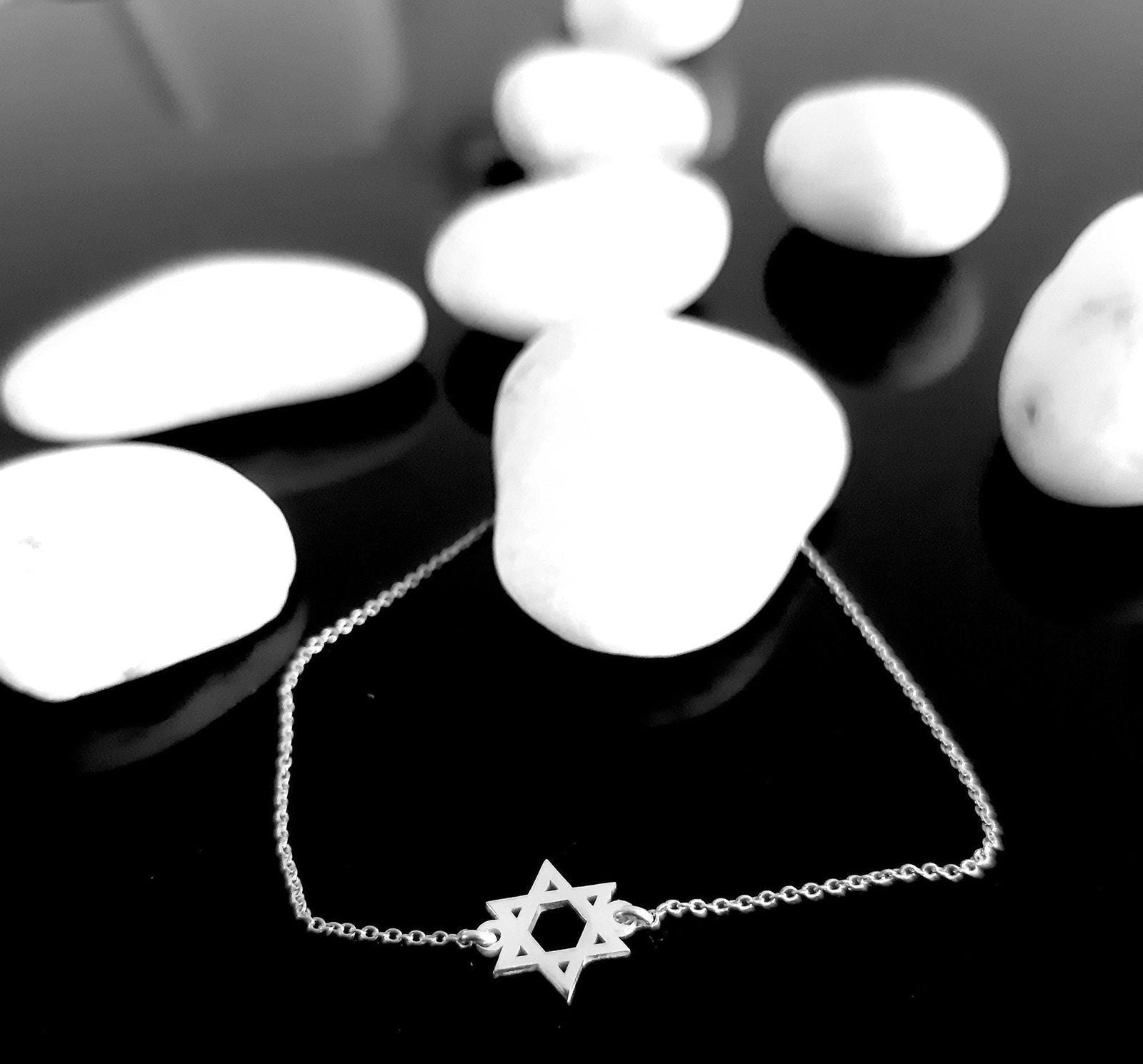 14K White Gold David Star Charm Bracelet - InfinityJools