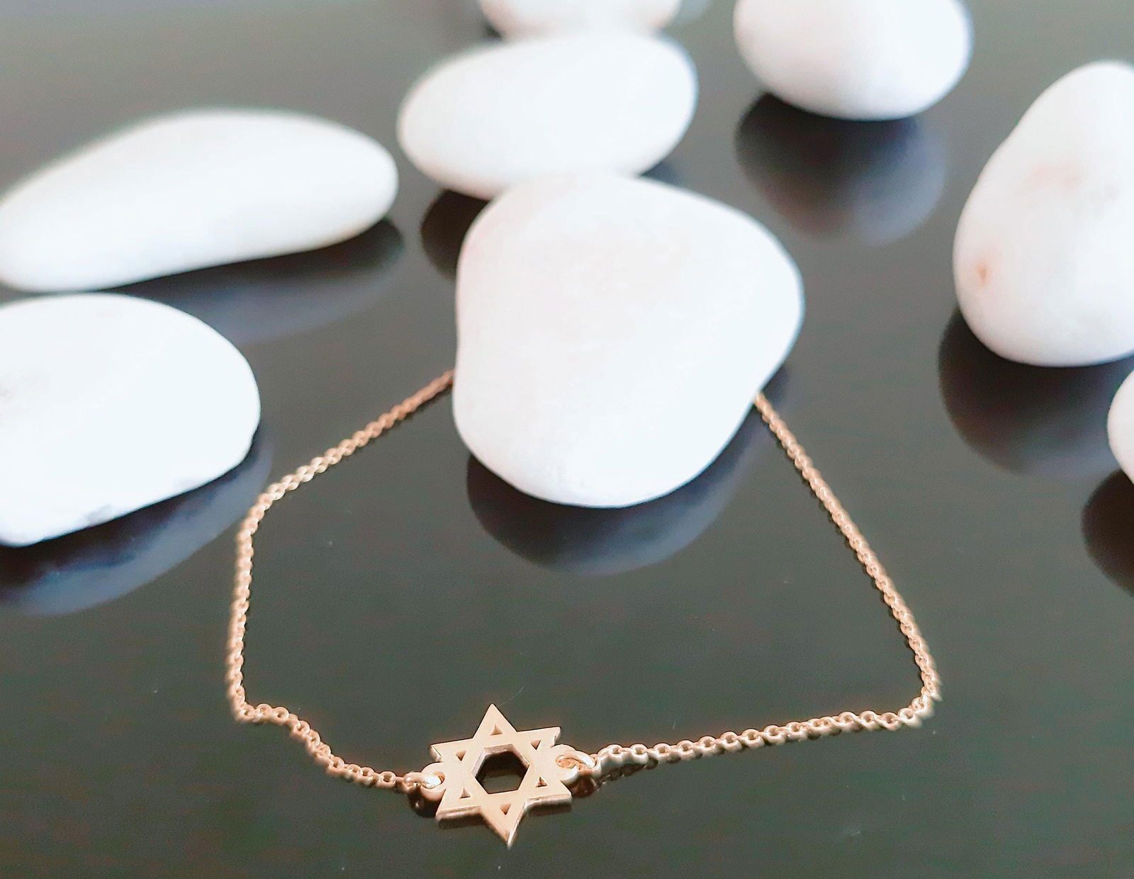 14K White Gold David Star Charm Bracelet - InfinityJools