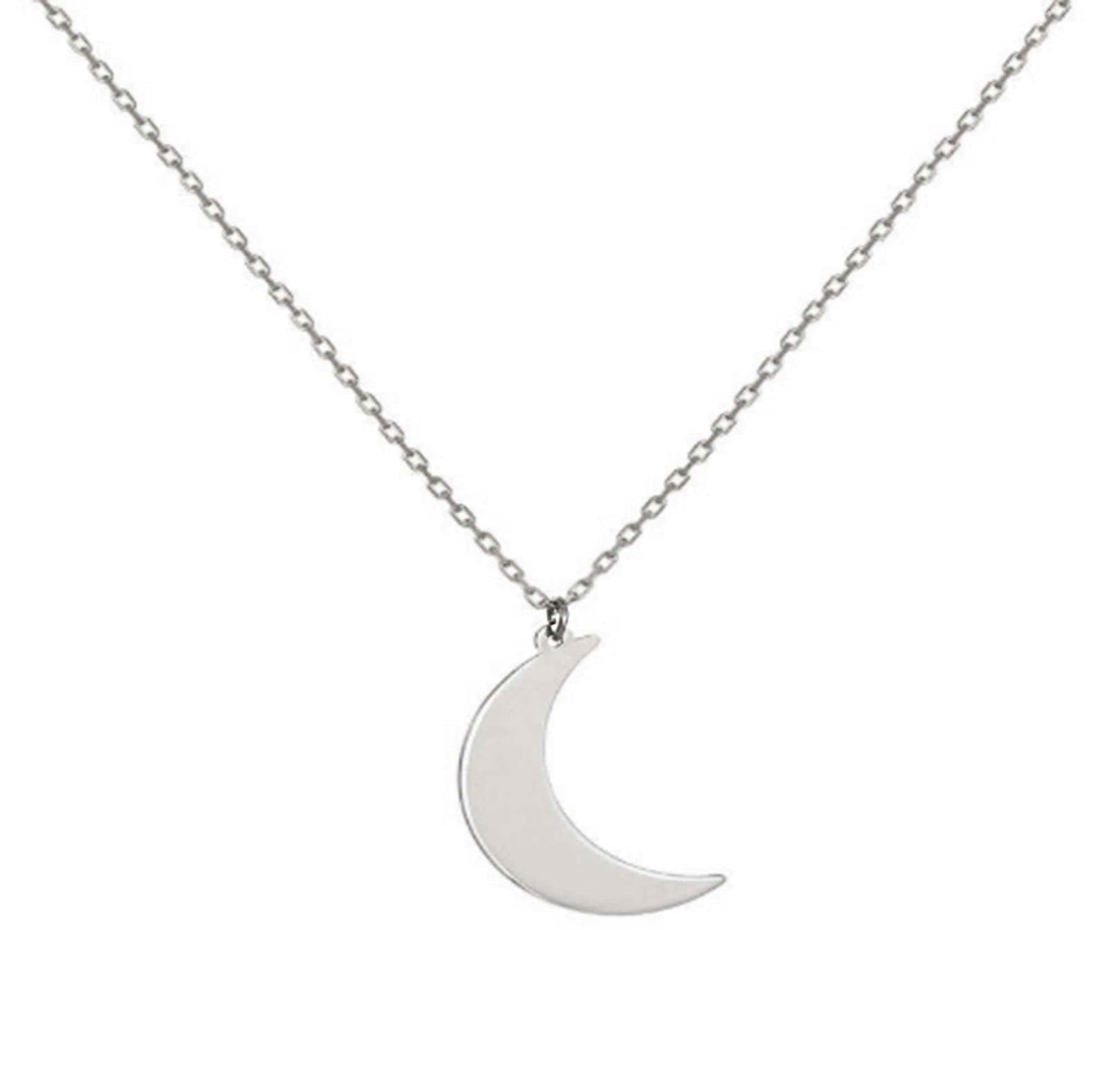 14K White Gold crescent moon pendant - InfinityJools