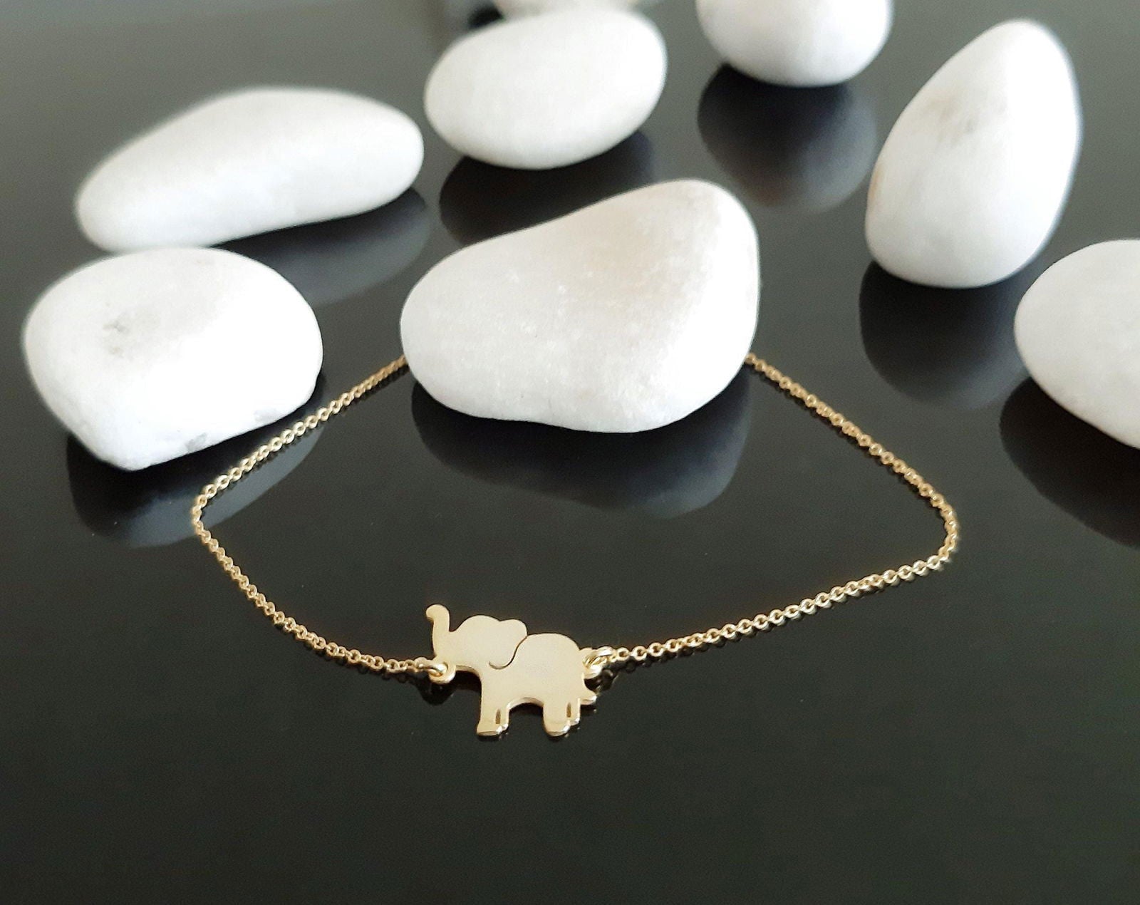 14K Yellow Gold Elephant Charm Bracelet - InfinityJools