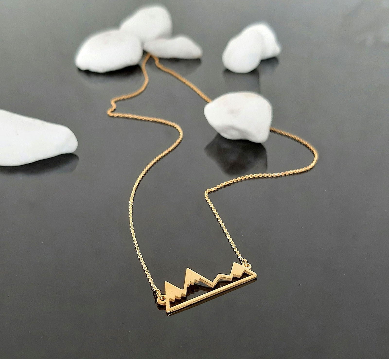 14K Yellow Gold Mountain Necklace - InfinityJools