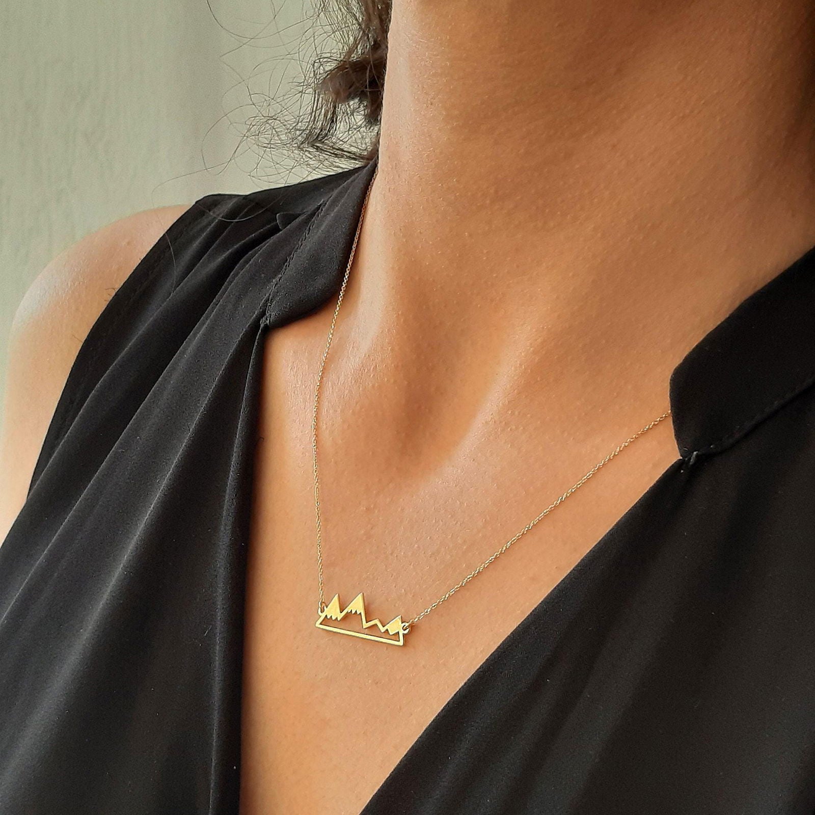 14K Yellow Gold Mountain Necklace - InfinityJools