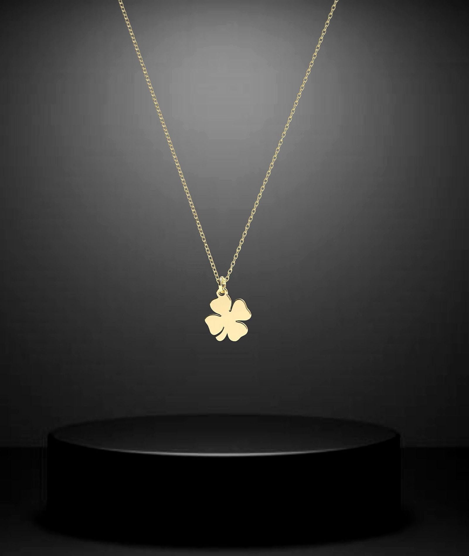 14K Yellow Gold four leaf clover necklace - InfinityJools