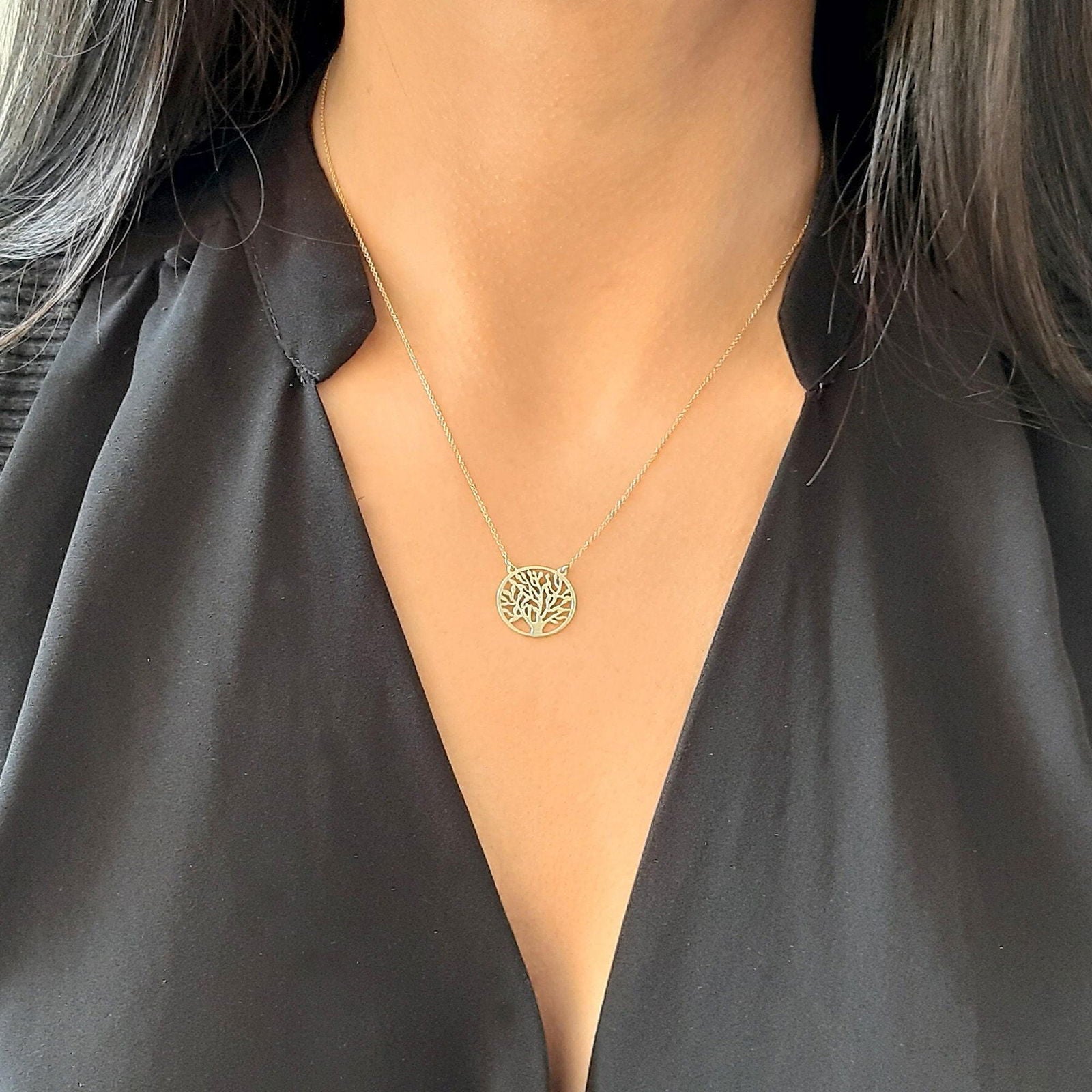 14 Yellow gold Tree of Life Necklace - InfinityJools