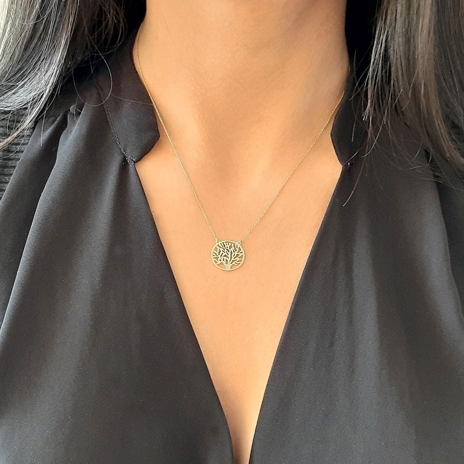 14 Yellow gold Tree of Life Necklace - InfinityJools