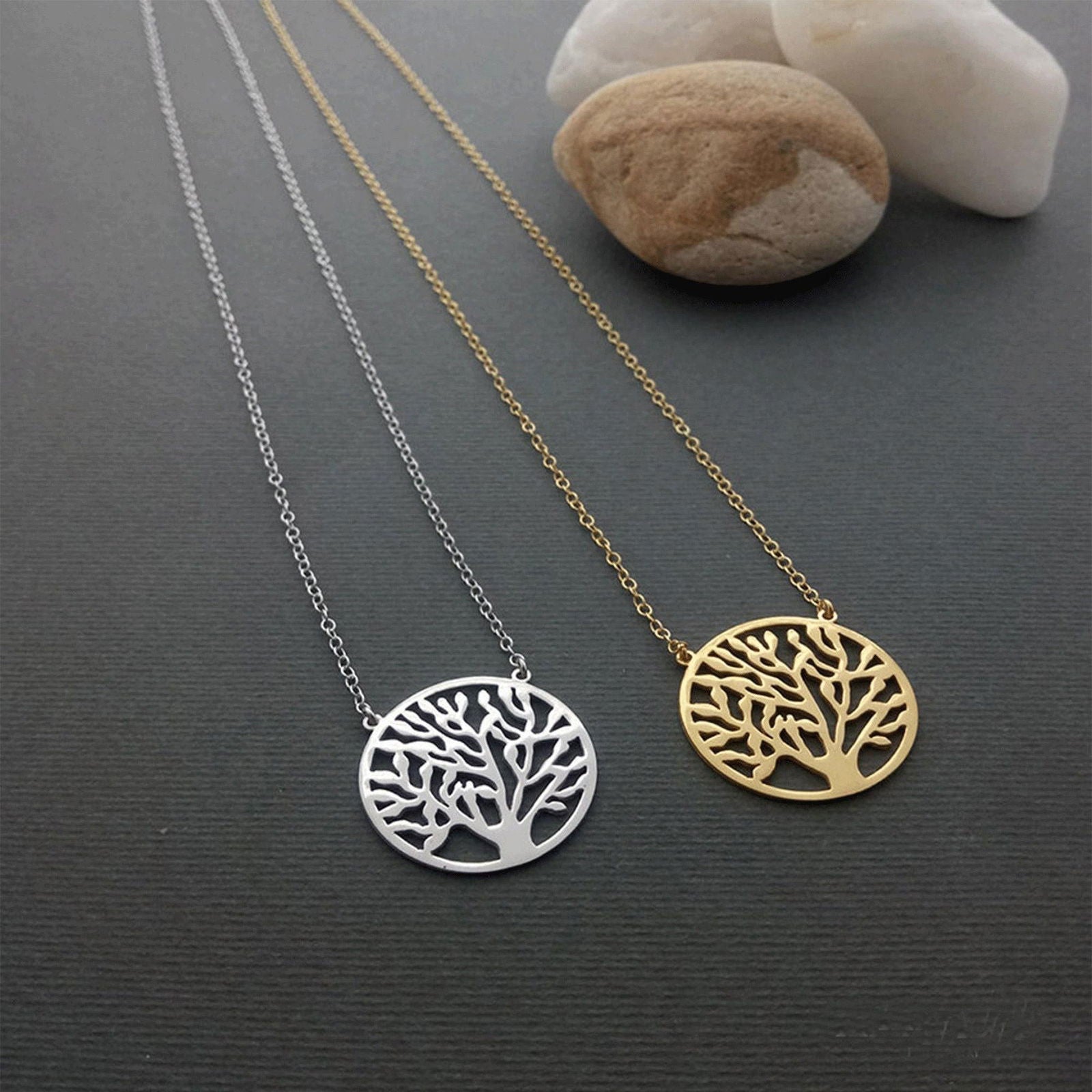 14 Yellow gold Tree of Life Necklace - InfinityJools