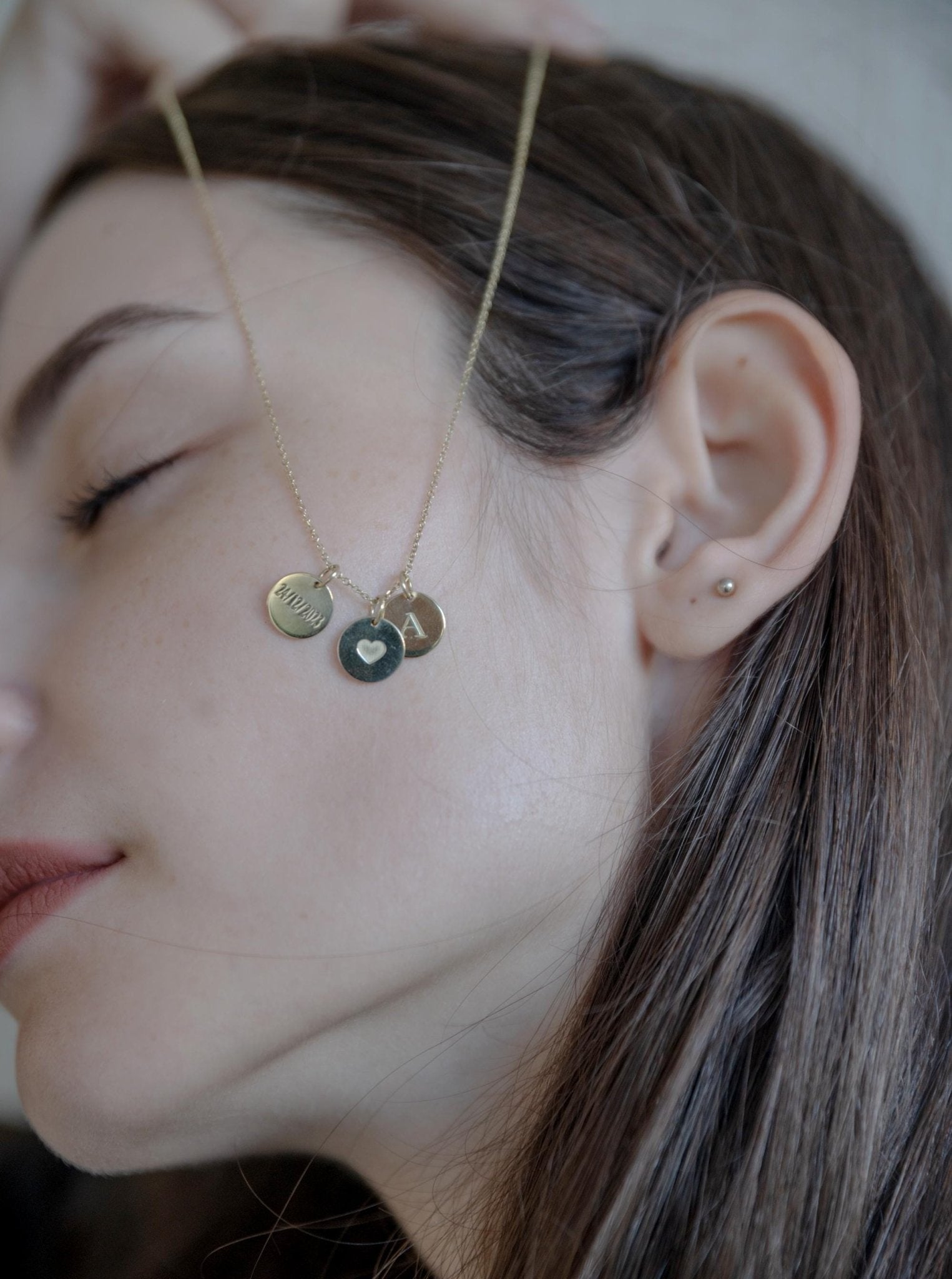 14k Disc Necklace Personalized kids name Necklace - InfinityJools