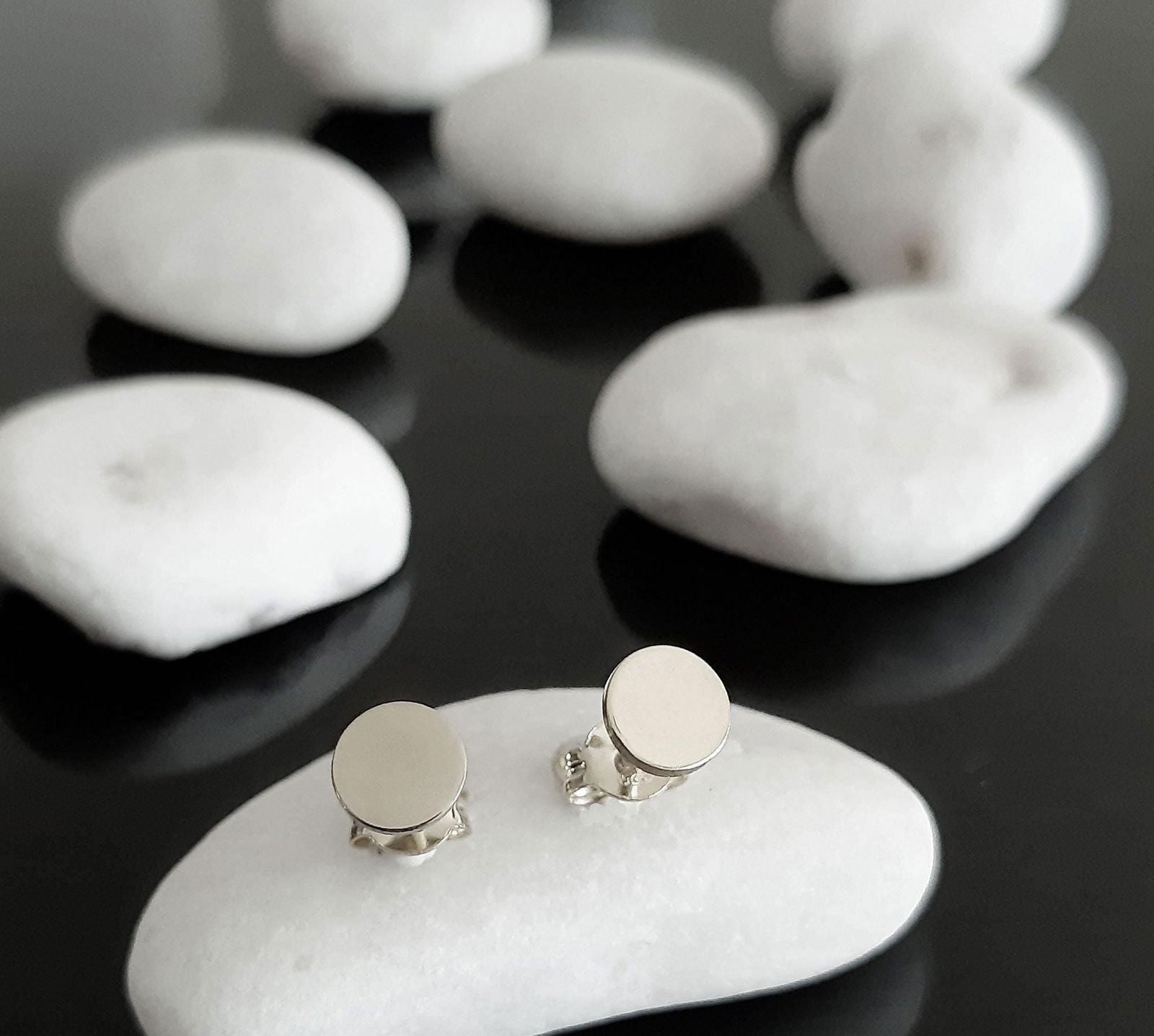 14K Disc Stud earrings Personalised Earrings - InfinityJools