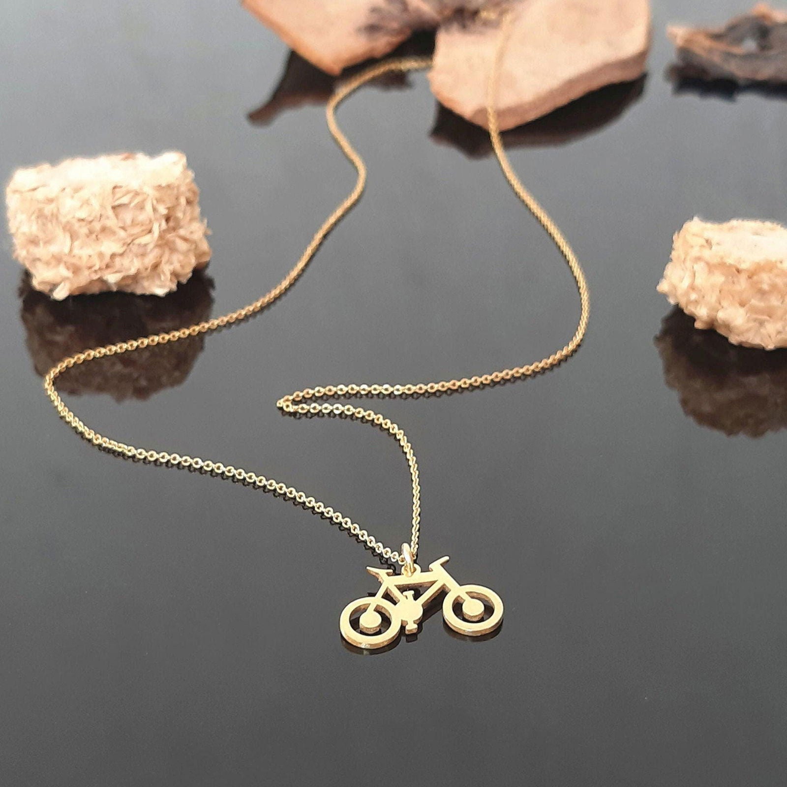 14k Gold Bicycle Necklace - InfinityJools