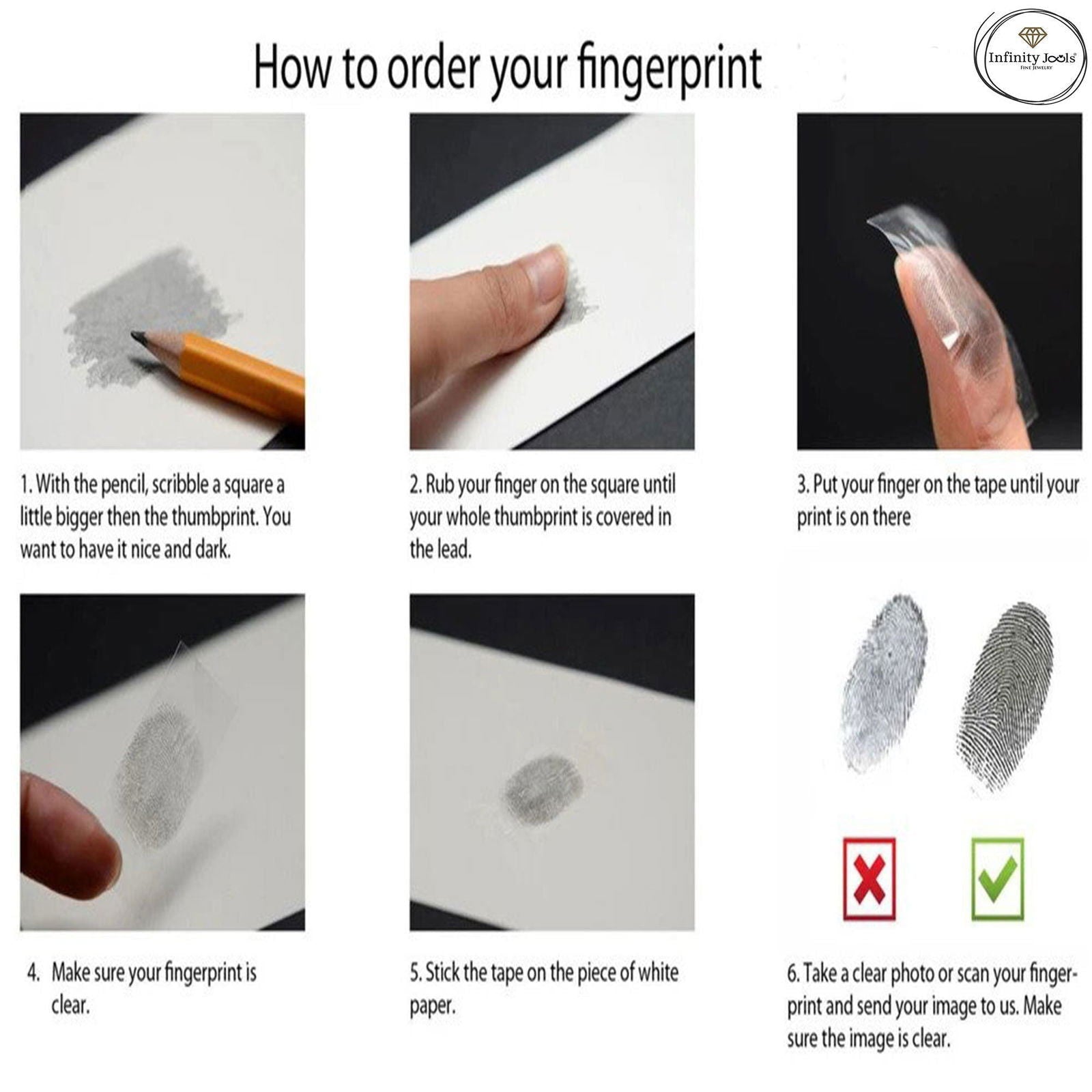 14k gold Fingerprint Necklace - Unique Sympathy Gift in Solid gold - InfinityJools