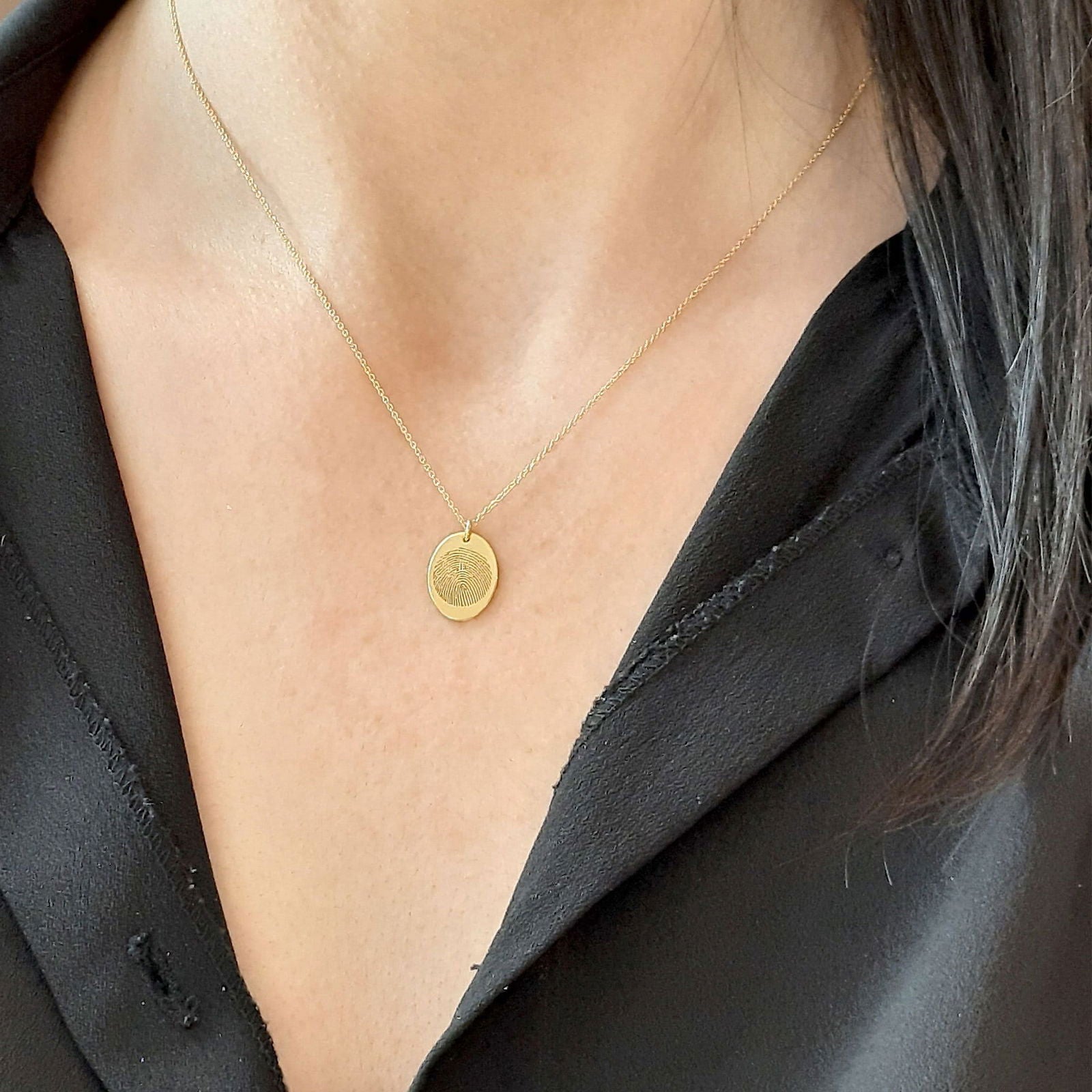 14k gold Fingerprint Necklace - Unique Sympathy Gift in Solid gold - InfinityJools
