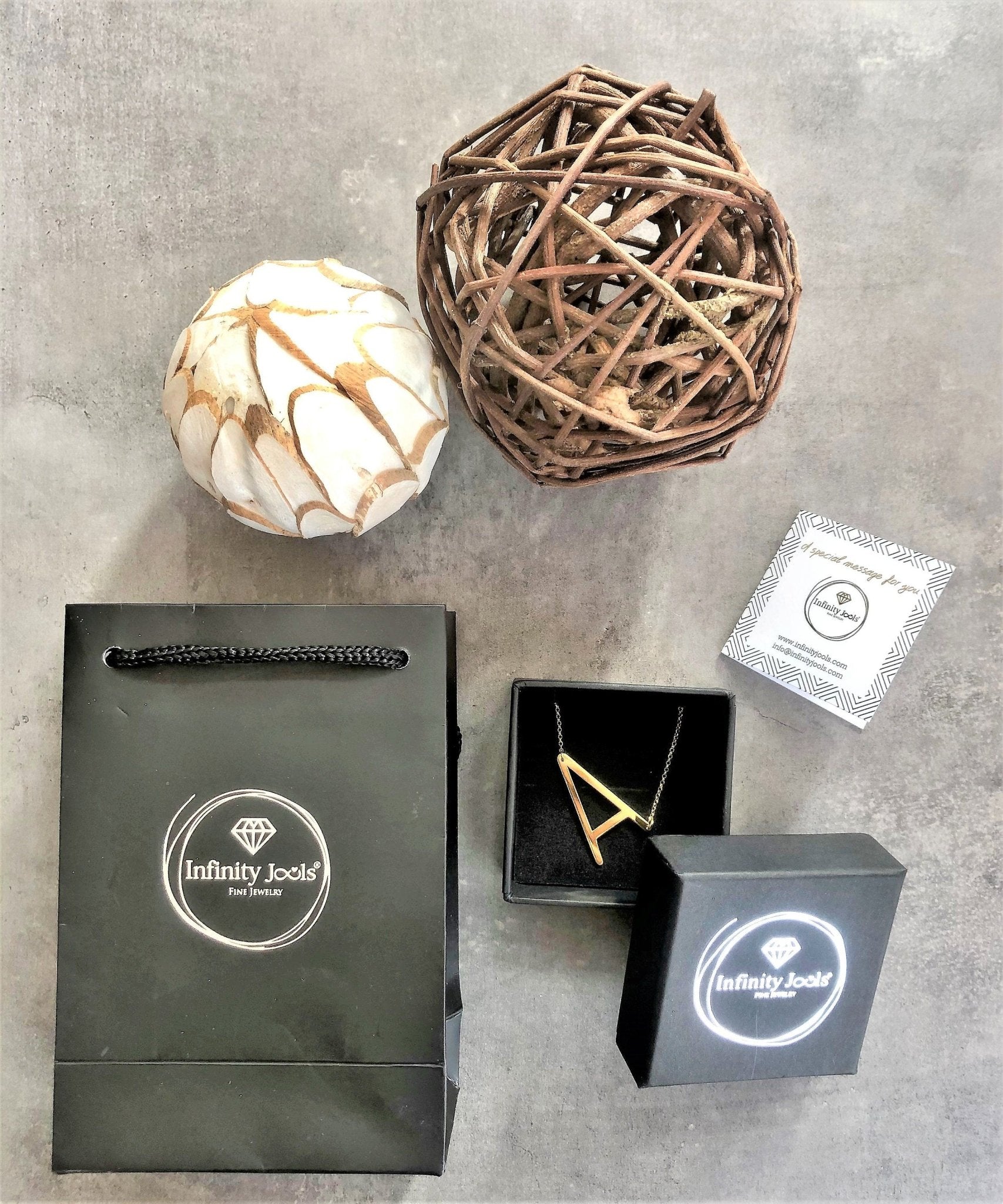 14k Gold Initial Necklace, Old English Initial Necklace - InfinityJools