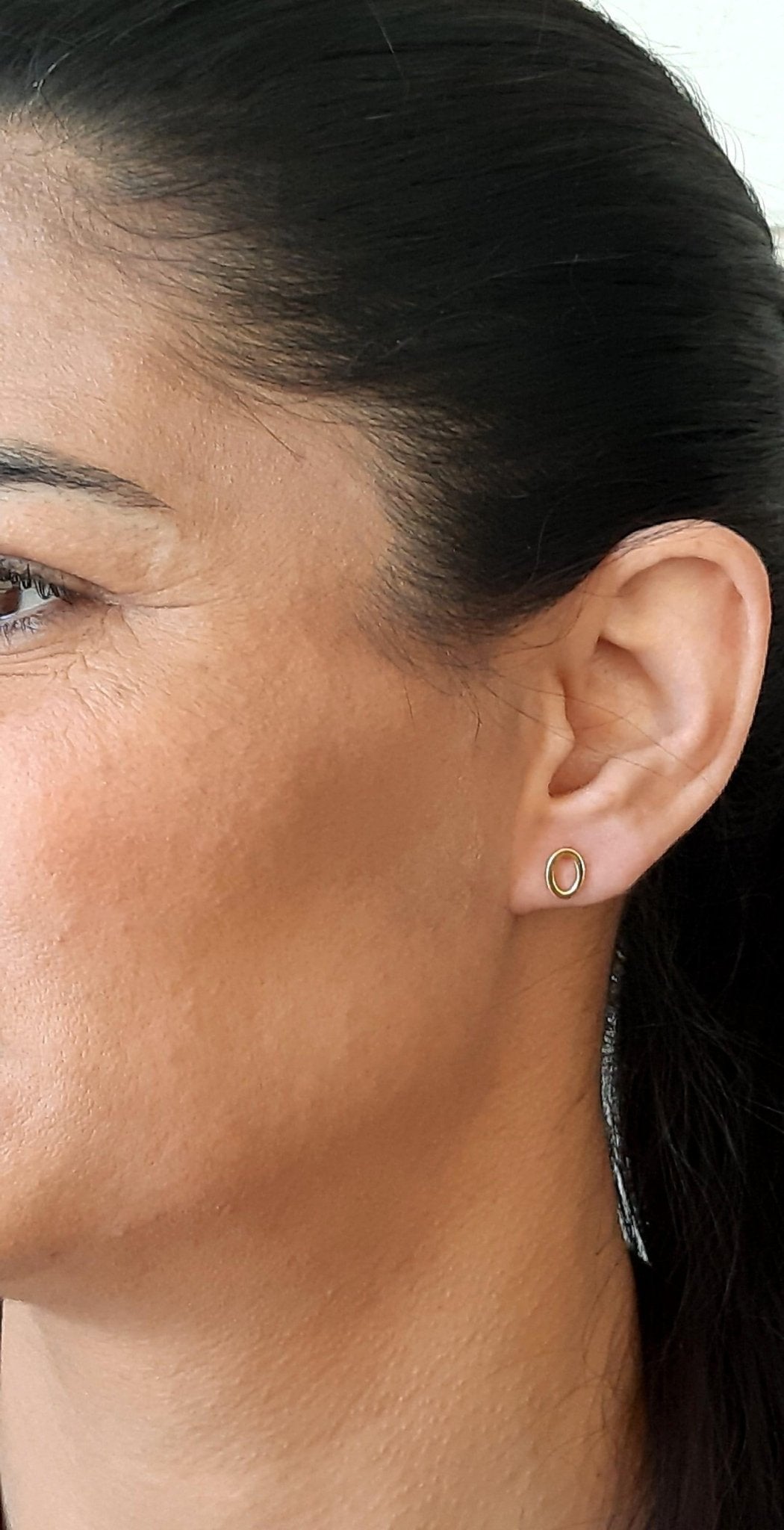 14K Gold Oval Geometric Studs Earrings - InfinityJools