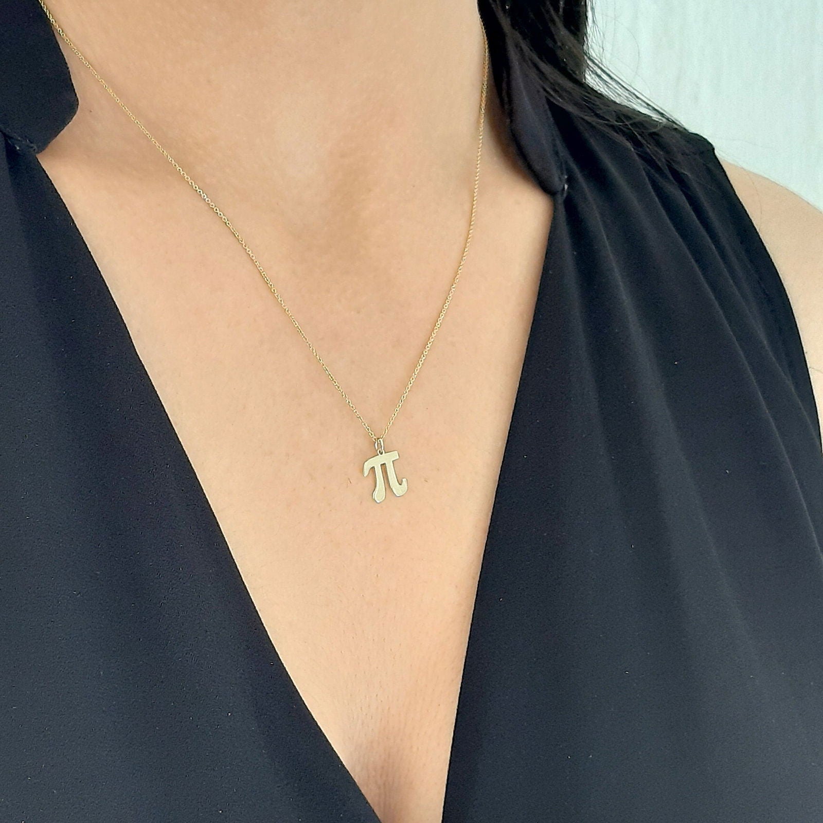 14k gold Pi necklace, math pendant - InfinityJools