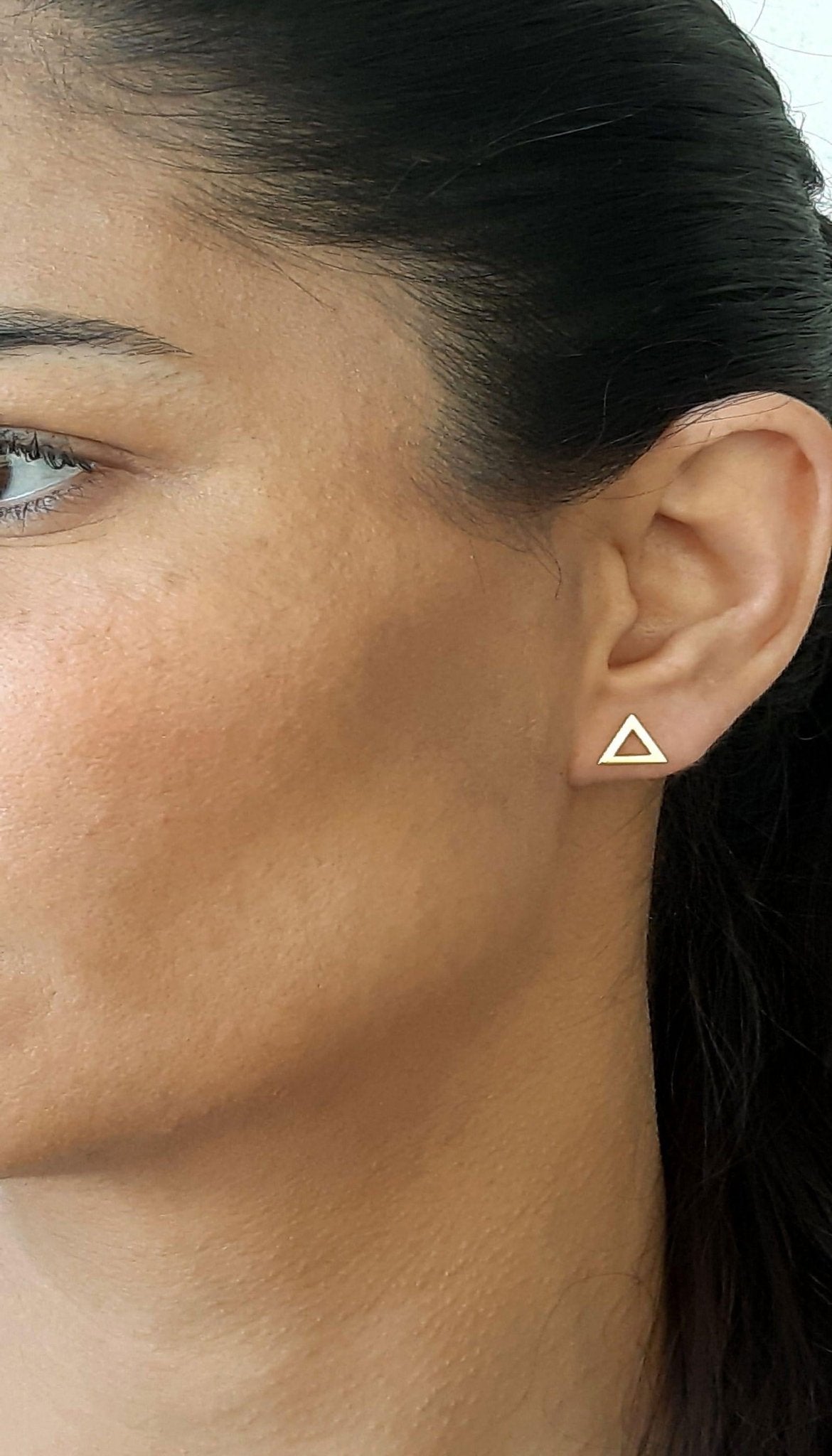 14k Gold Triangle Stud Earrings - InfinityJools