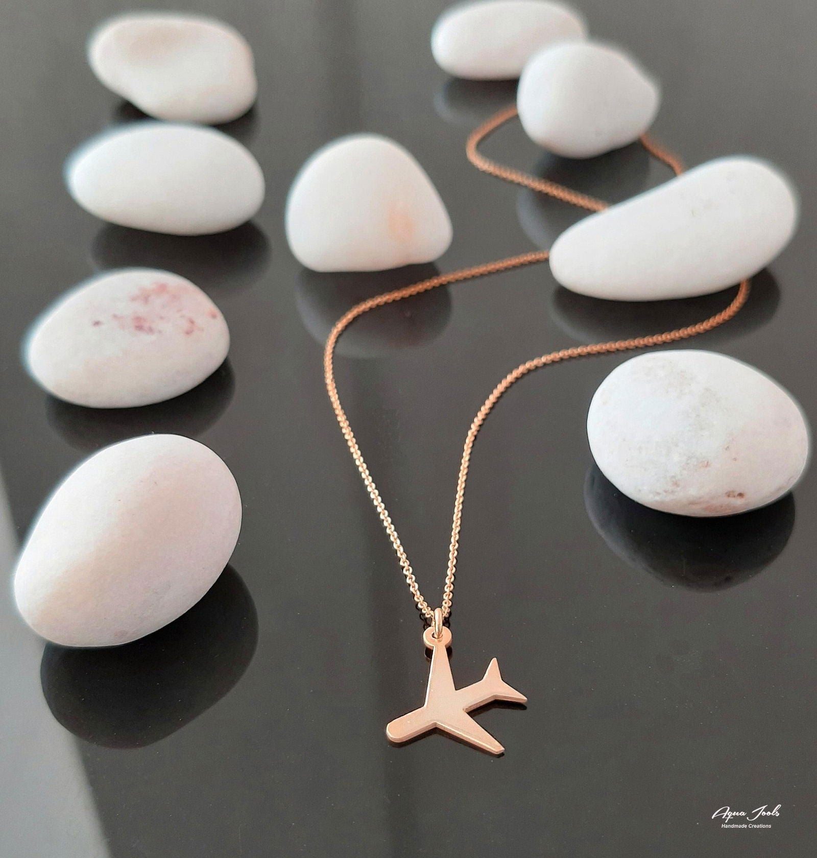 14K Rose Gold airplane necklace - InfinityJools