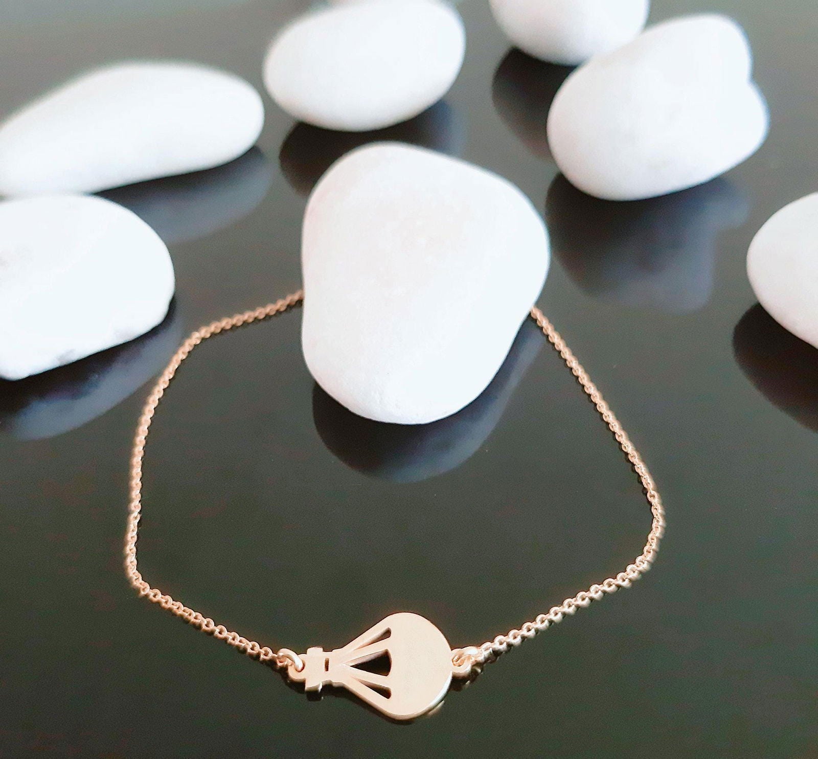 14K Solid Gold air balloon Charm Bracelet - InfinityJools