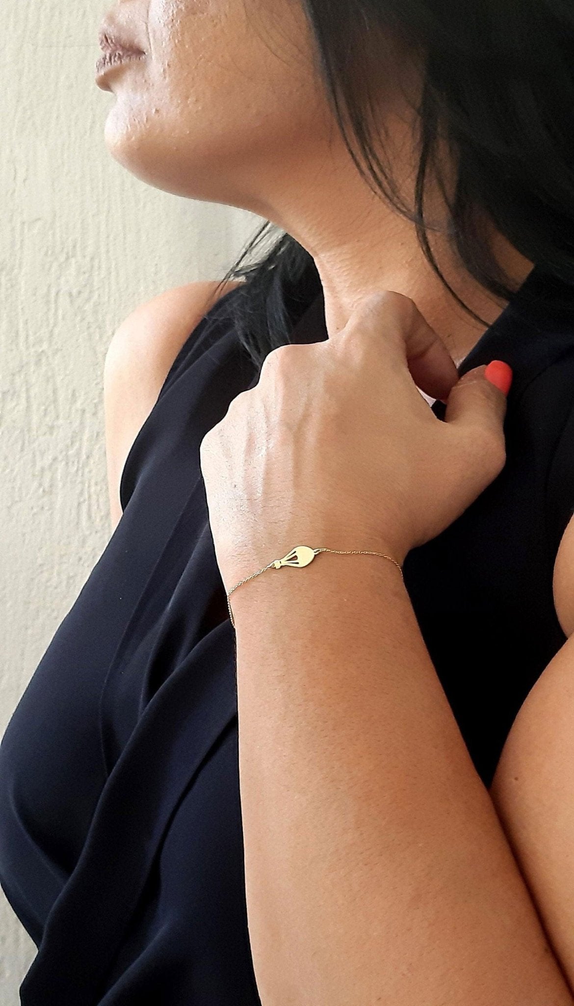 14K Solid Gold air balloon Charm Bracelet - InfinityJools