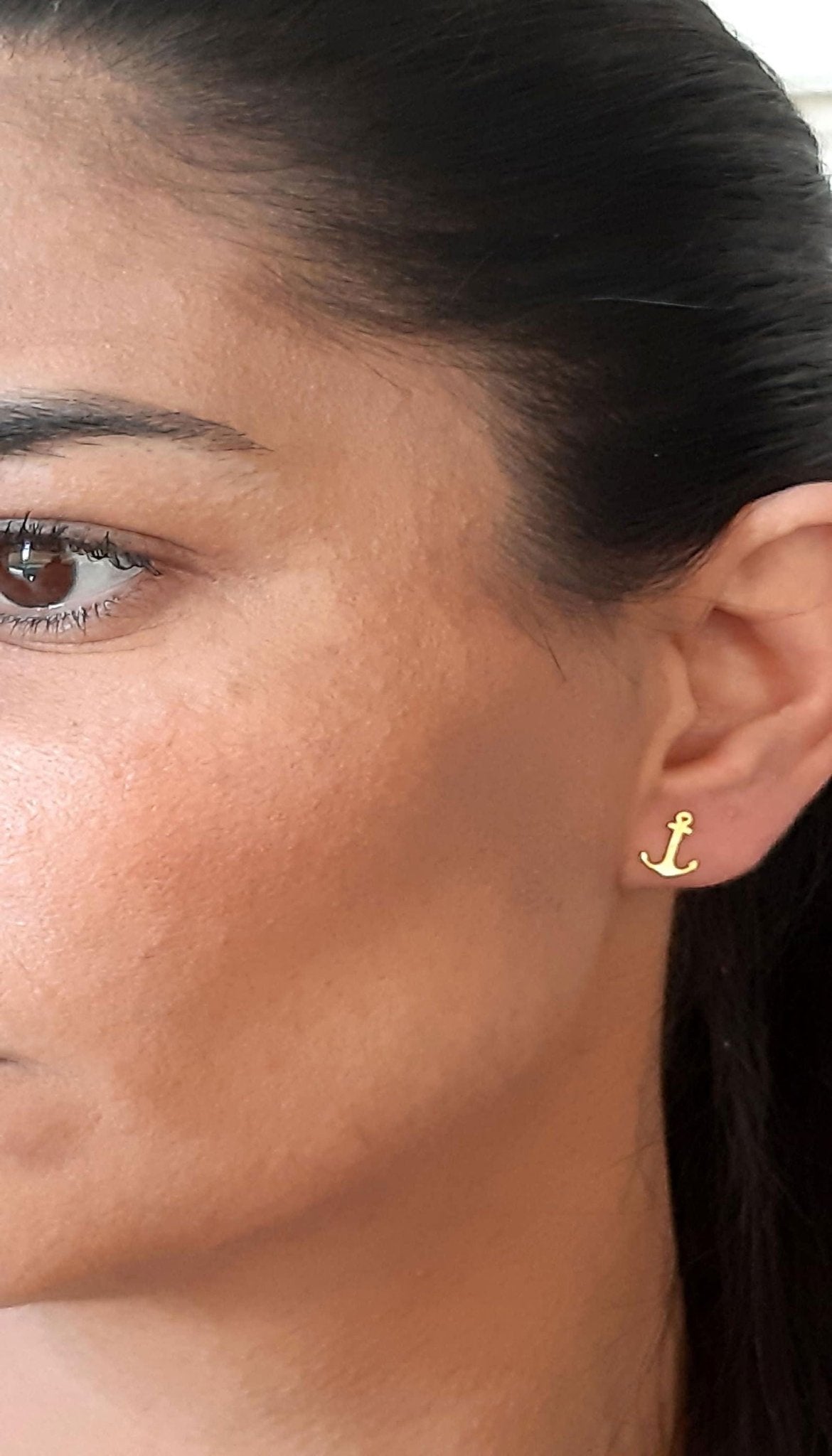 14K Solid Gold Anchor Stud Earrings - InfinityJools