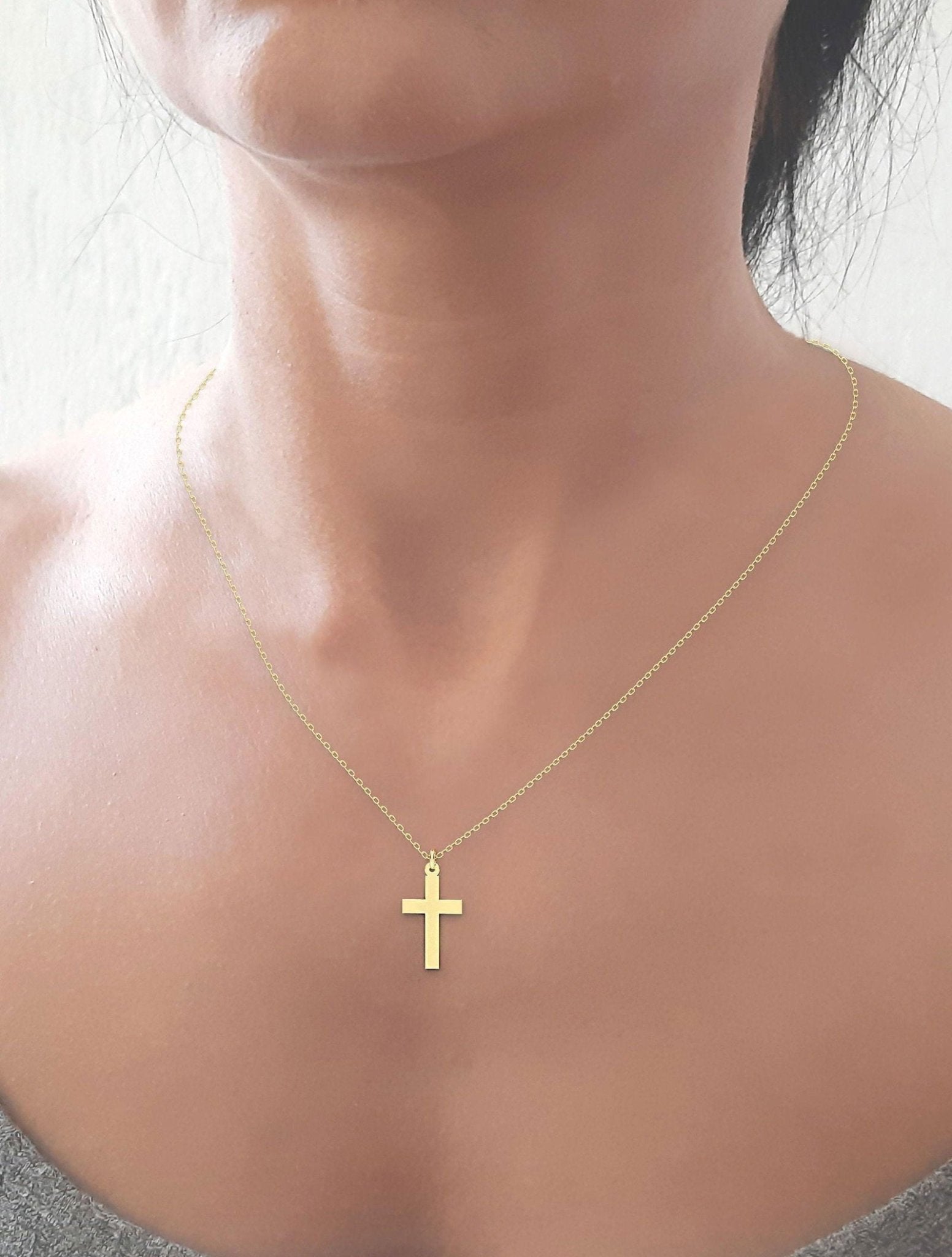 14k solid Gold Cross Necklace - InfinityJools