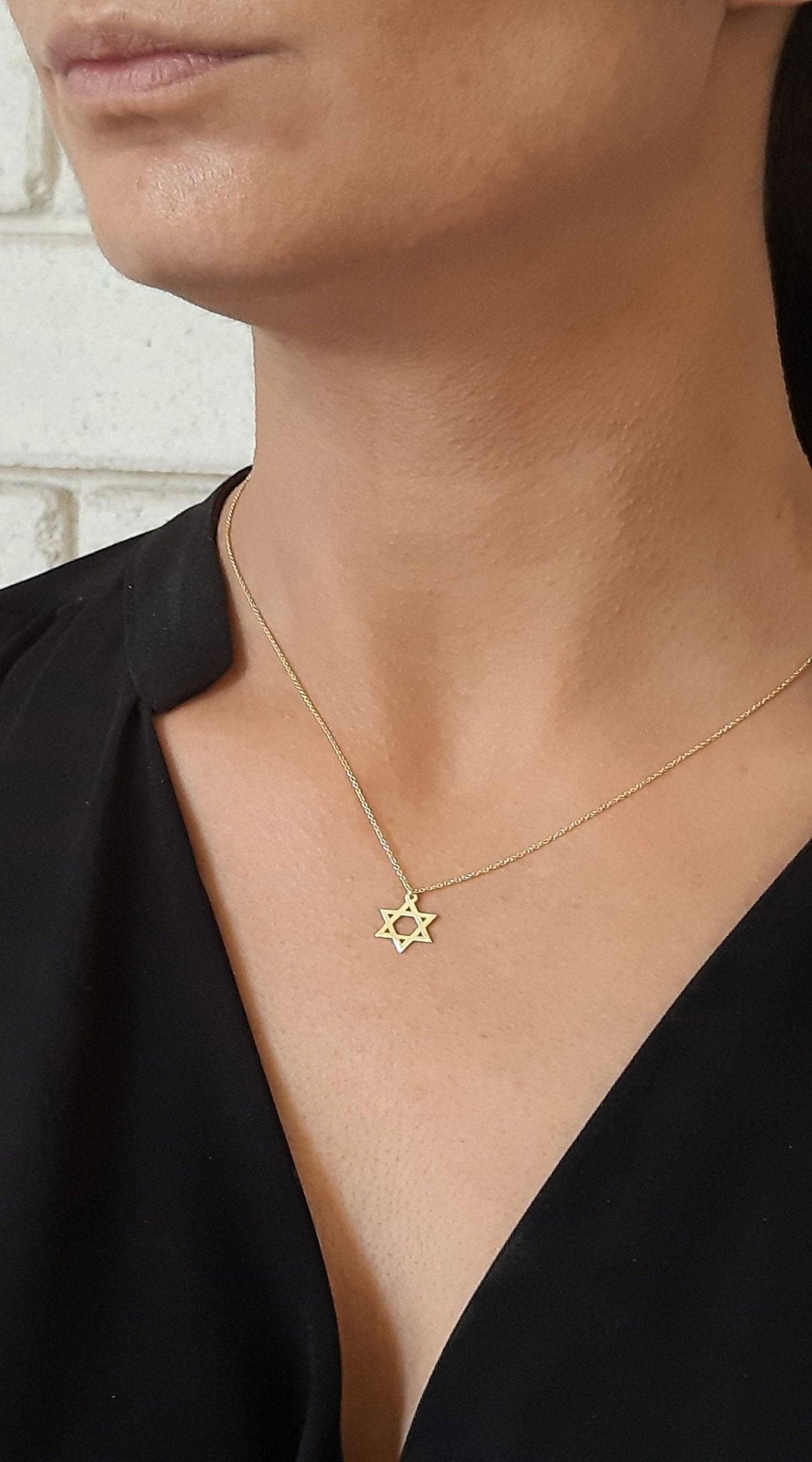 14k solid gold David star necklace - InfinityJools