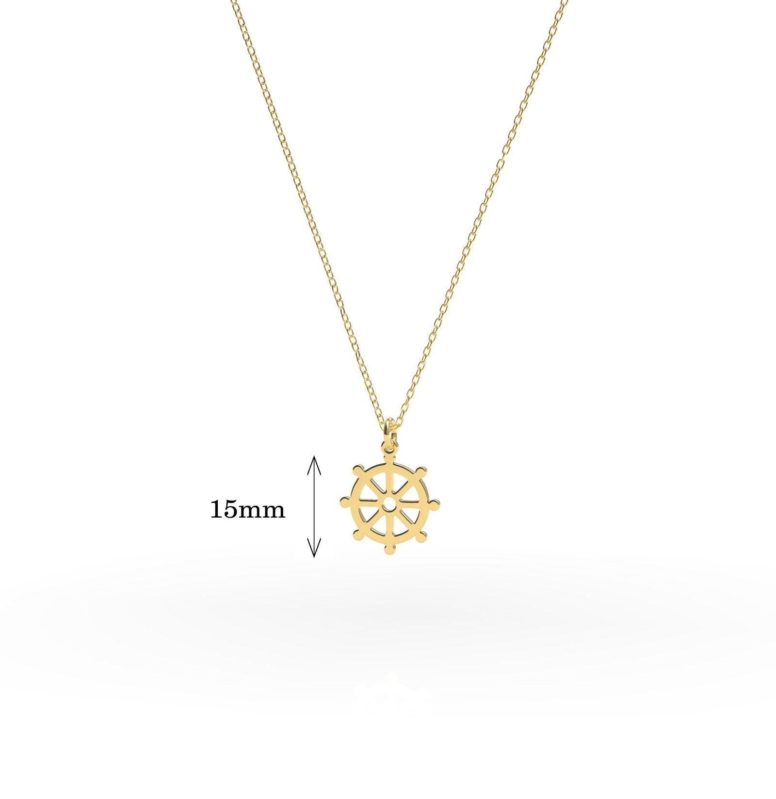 14k Solid Gold Dharma Wheel Necklace - InfinityJools