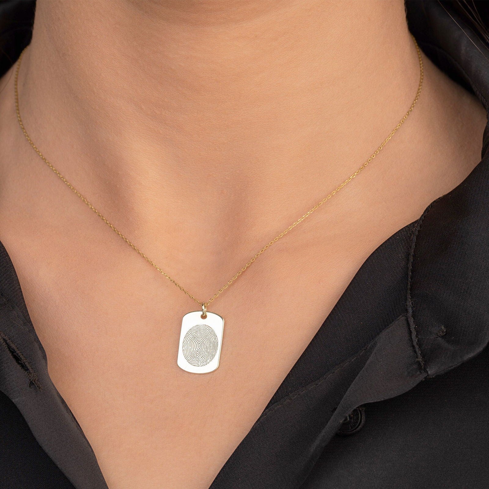 14k Solid Gold Finger Print Pendant, Actual Fingerprint Necklace - InfinityJools