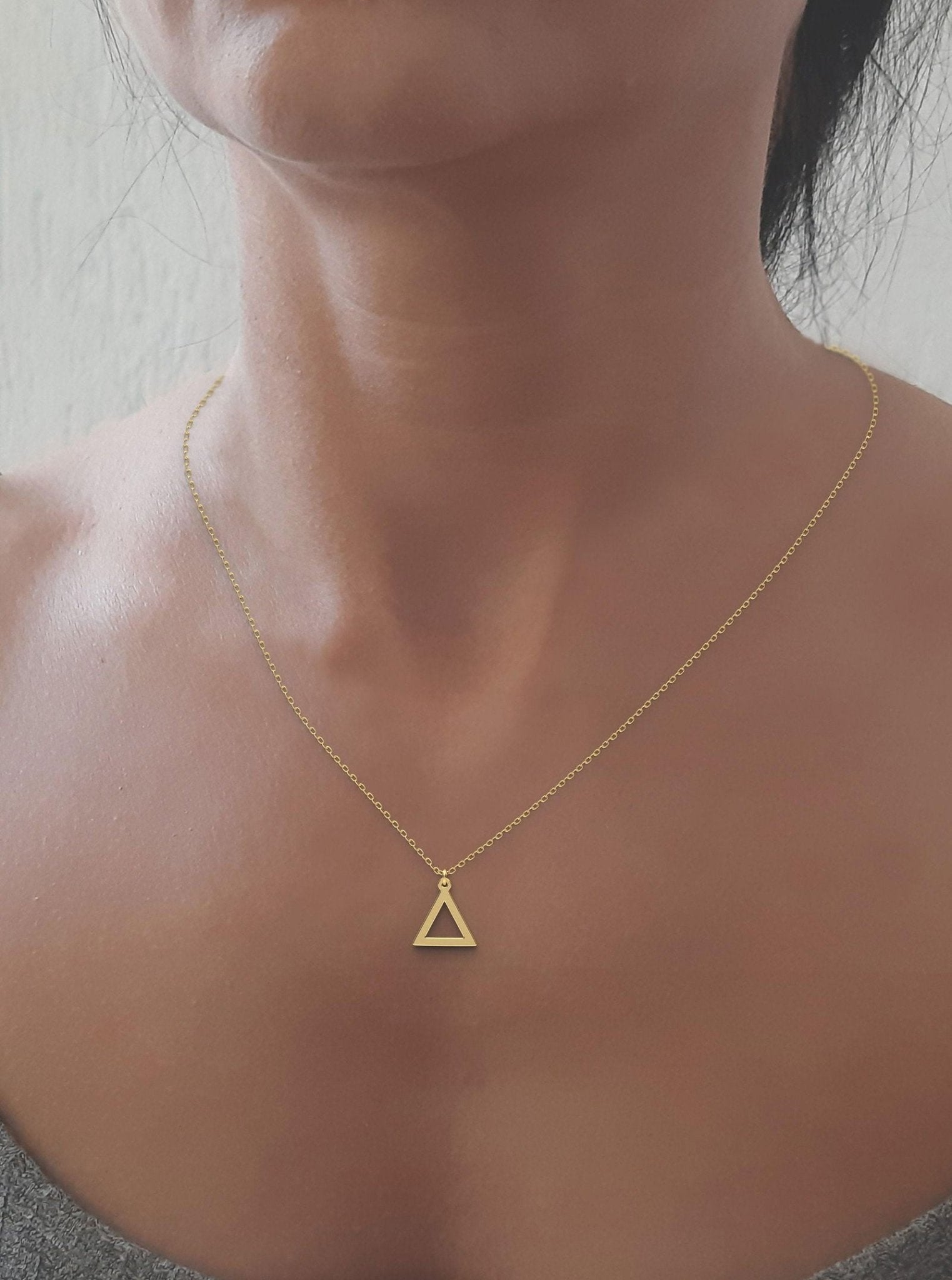 14k solid gold Floating Triangle Necklace - InfinityJools