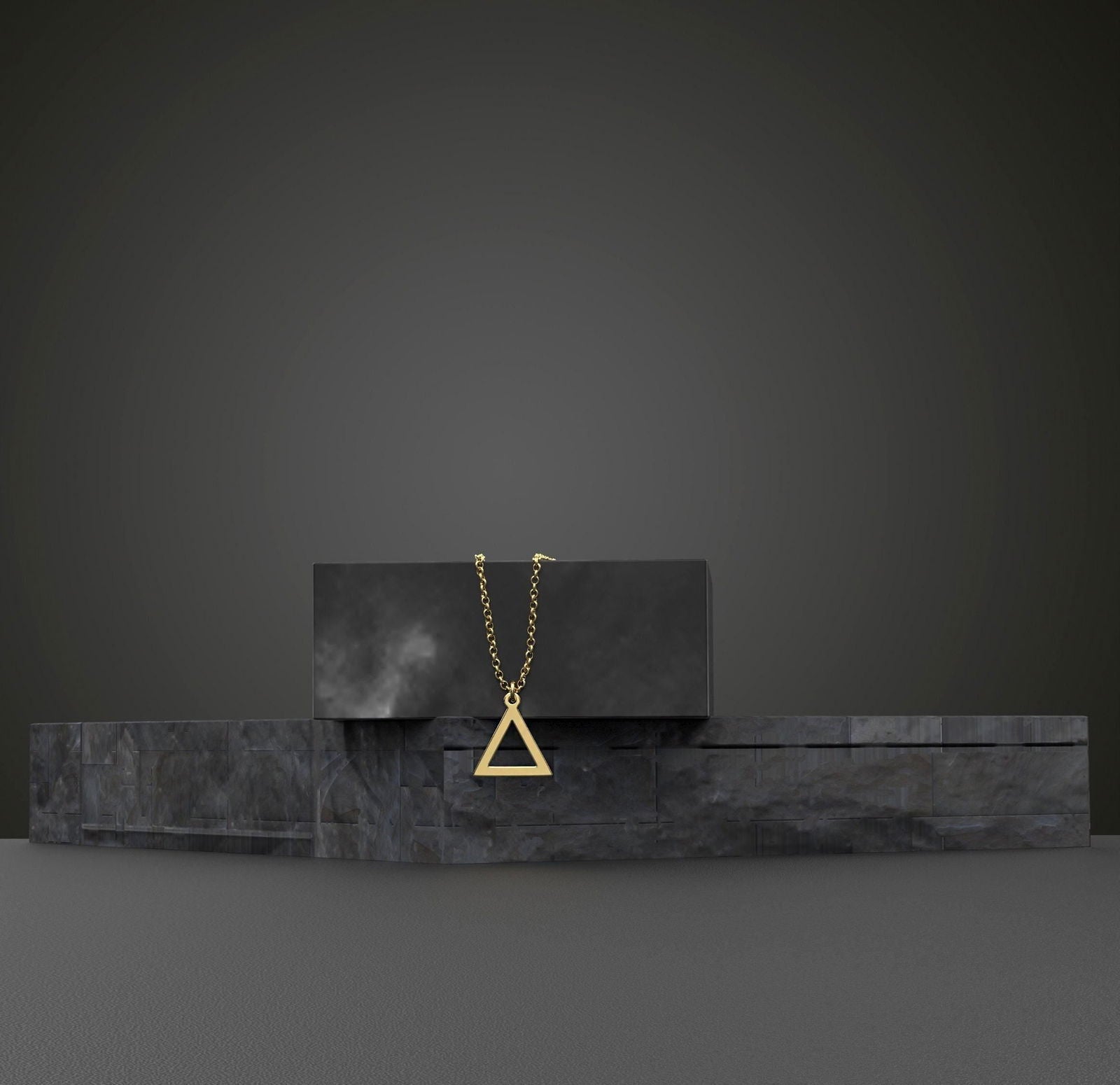 14k solid gold Floating Triangle Necklace - InfinityJools