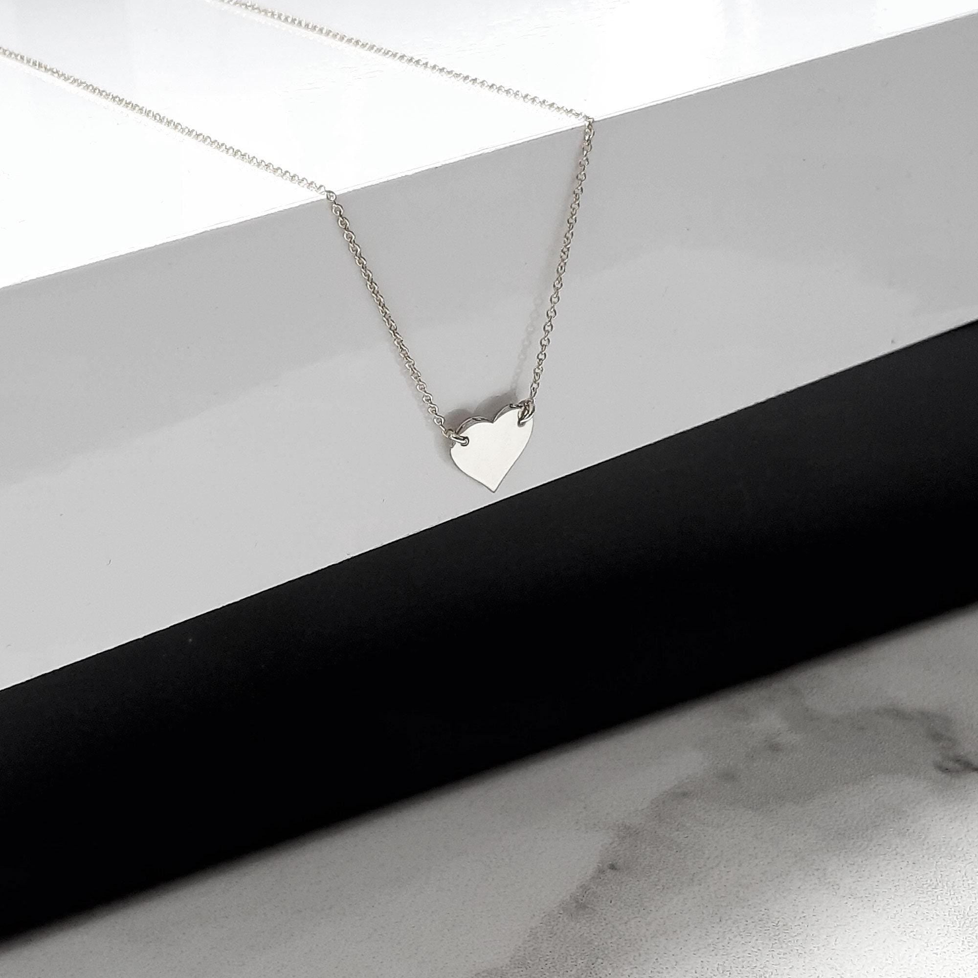 14k Solid Gold Heart Custom engraved Necklace - InfinityJools