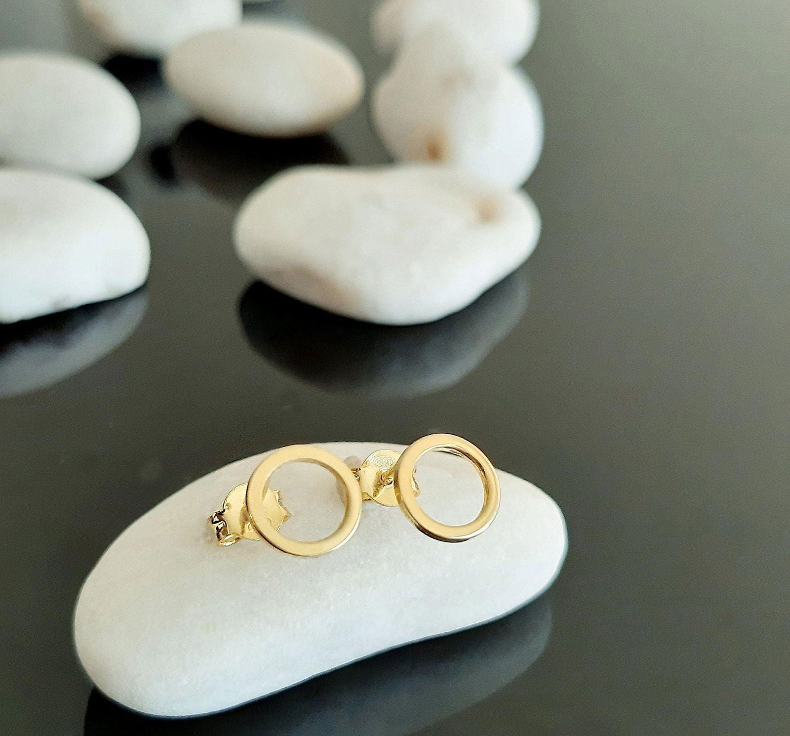 14k Solid Gold Karma Stud Earrings - InfinityJools