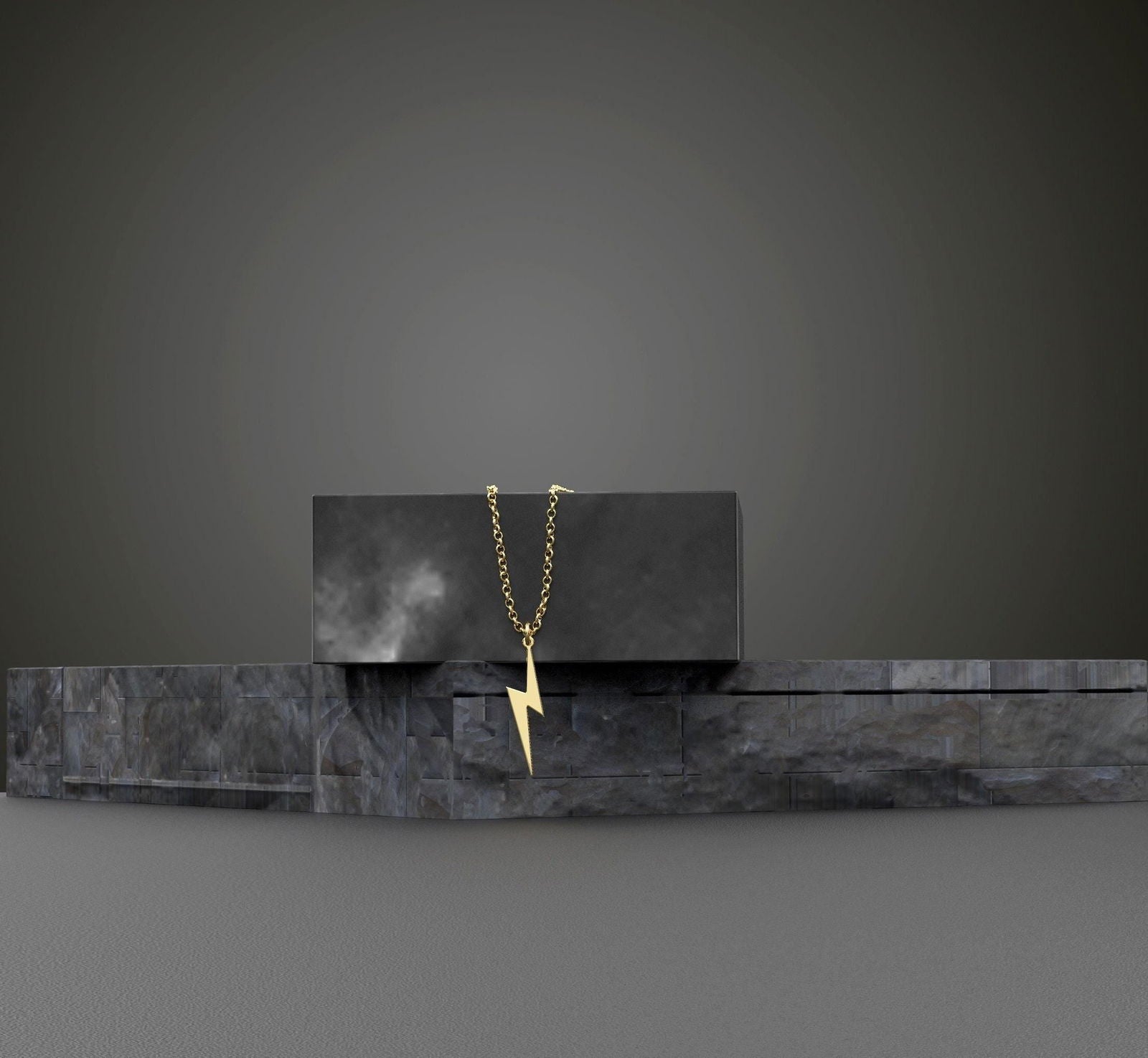 14K Solid Gold Lightening Bolt Necklace - InfinityJools