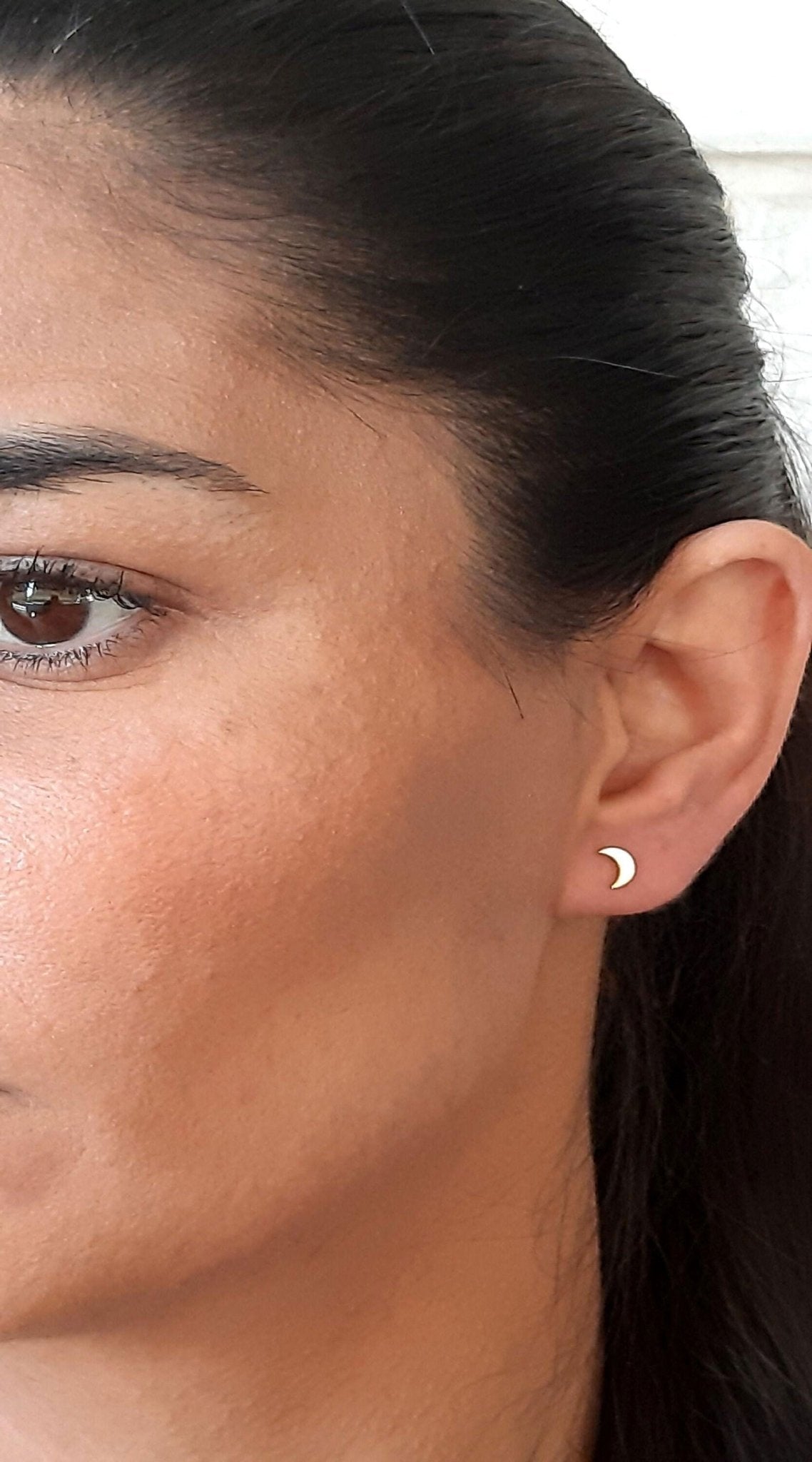 14K Solid Gold Moon Stud Earrings - InfinityJools