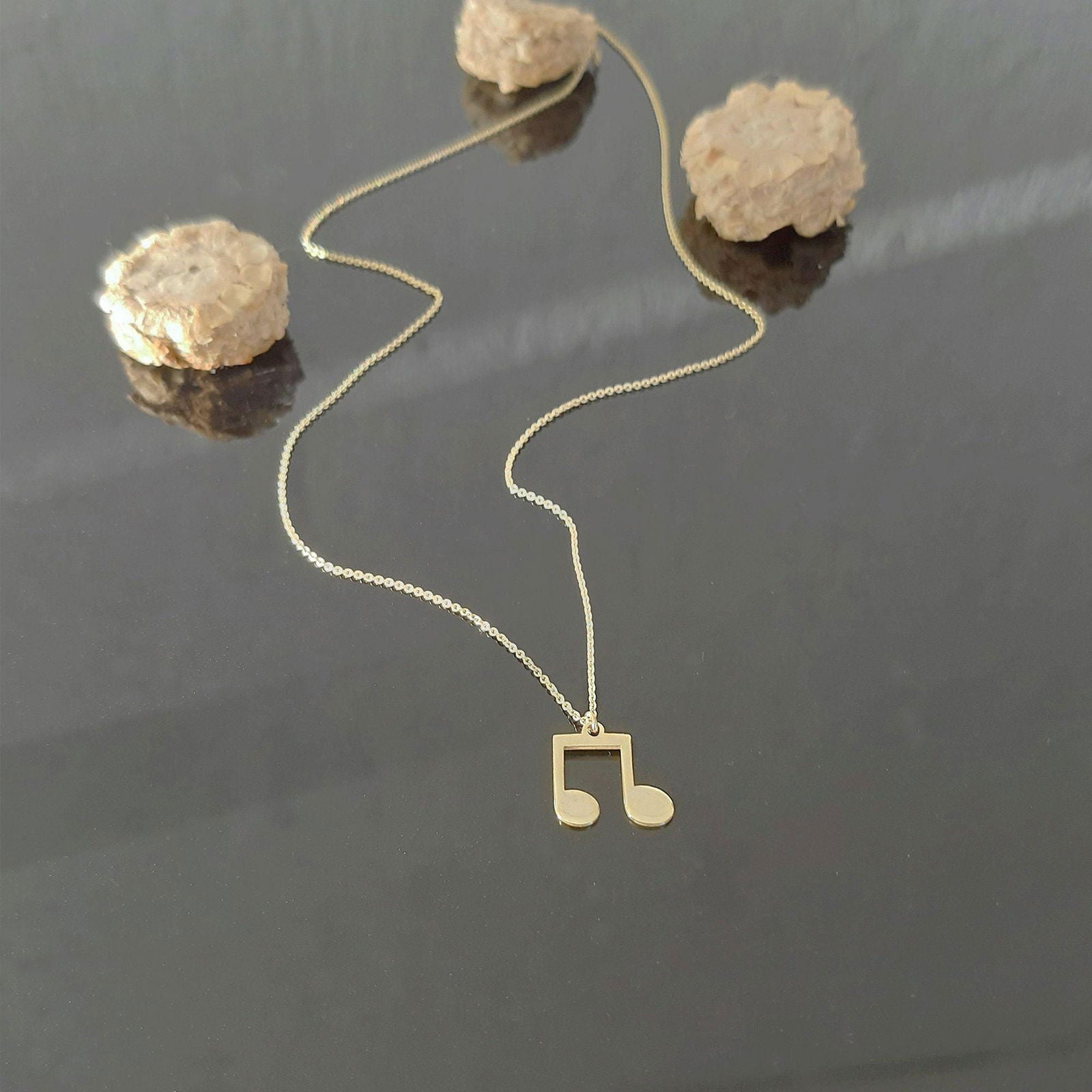 14K Solid Gold Music Note Necklace - InfinityJools