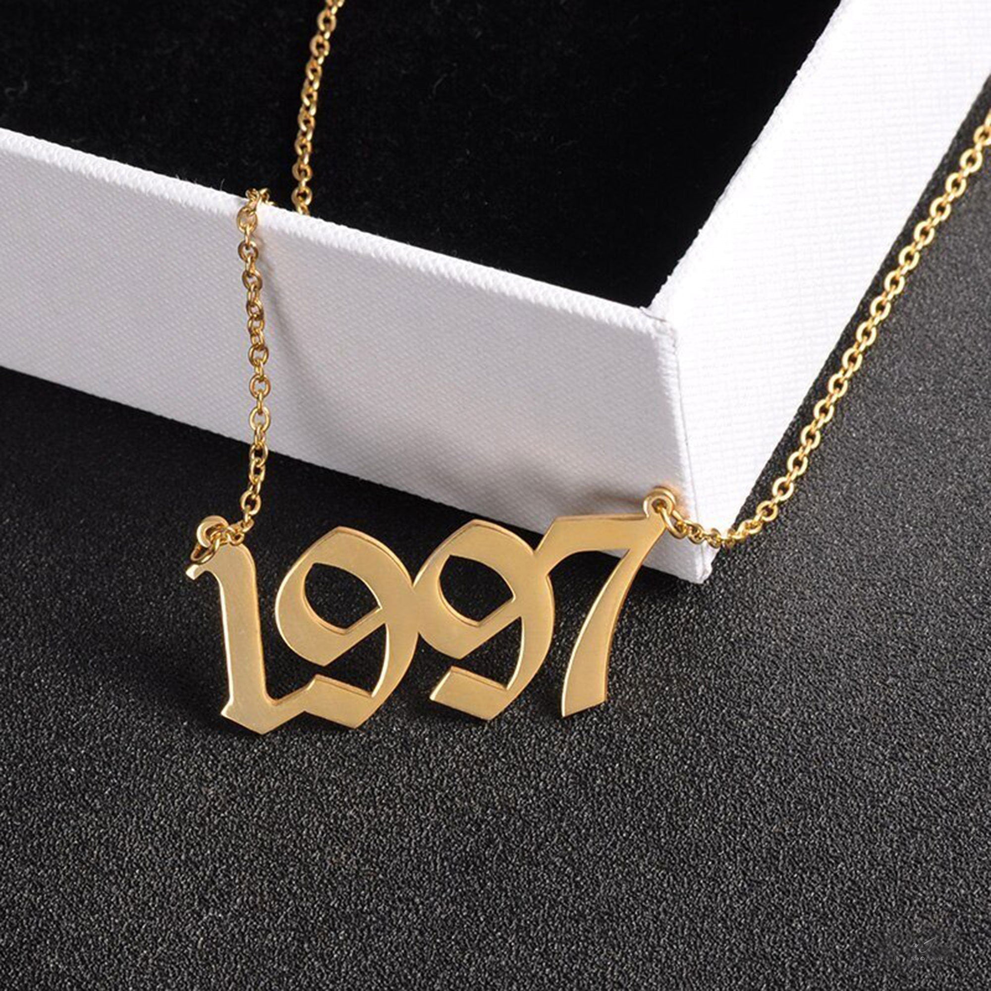 14K Solid Gold Old English Number Birthdate or name Necklace - InfinityJools