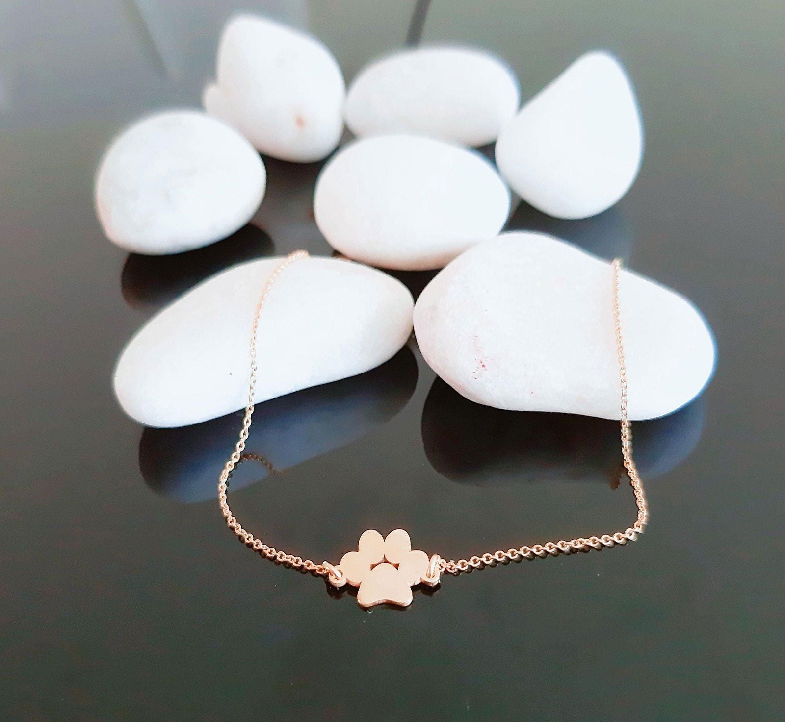 14k solid gold Paw Print Bracelet - InfinityJools