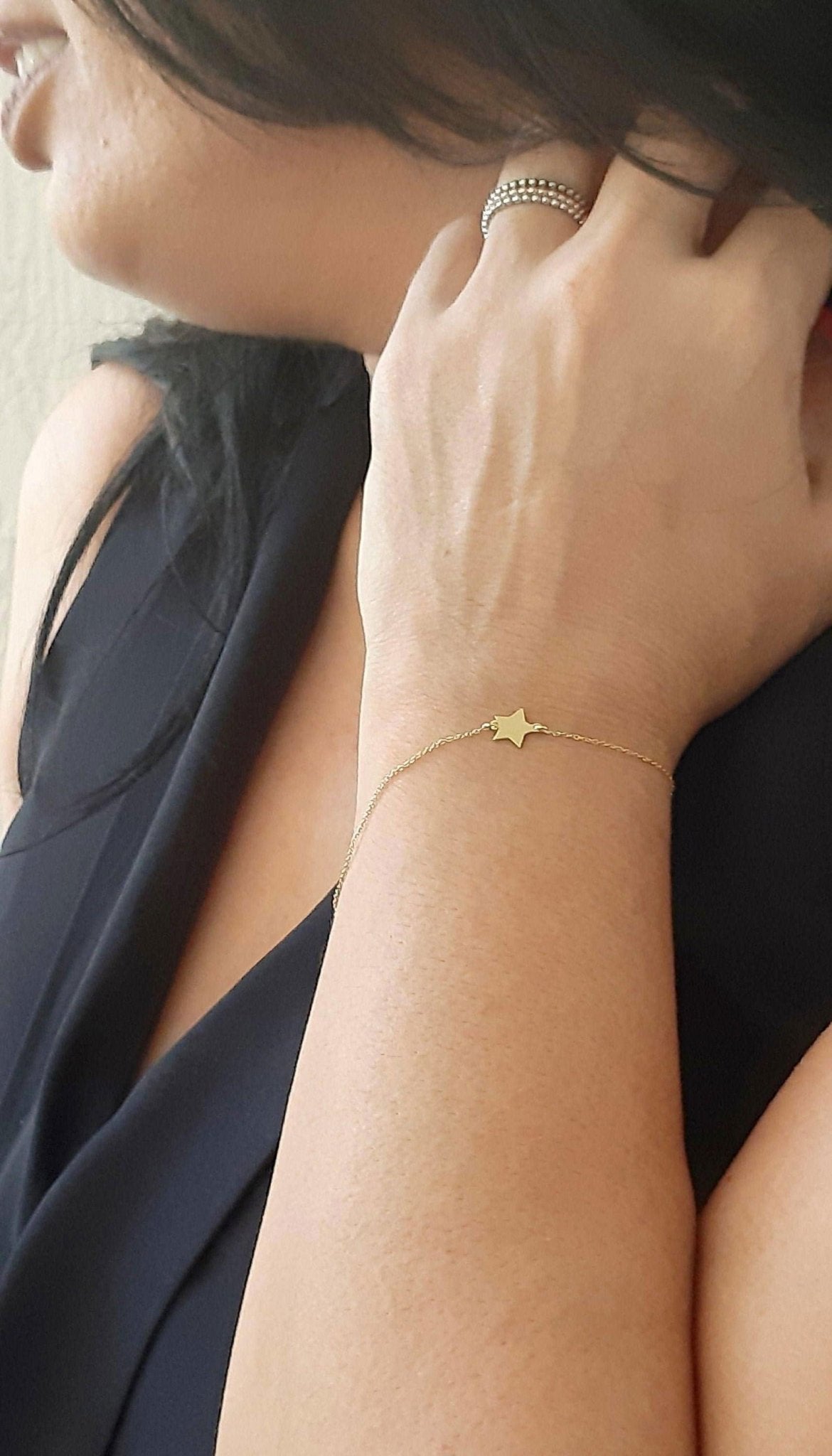 14K Solid Gold Star Charm Bracelet - InfinityJools